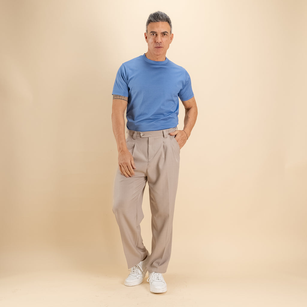 T-shirt in Filo di Scozia - Celeste
