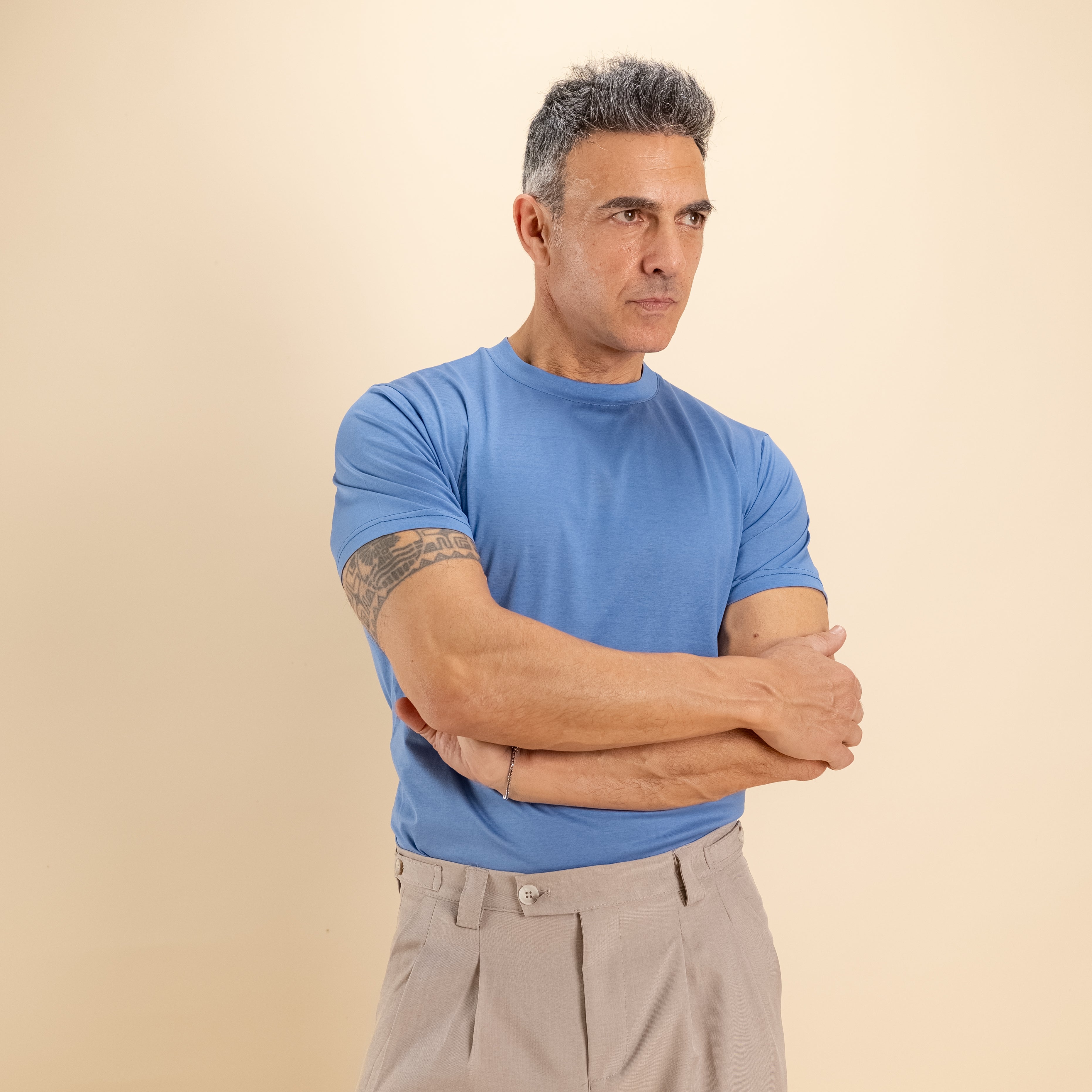 T-shirt in Filo di Scozia - Celeste