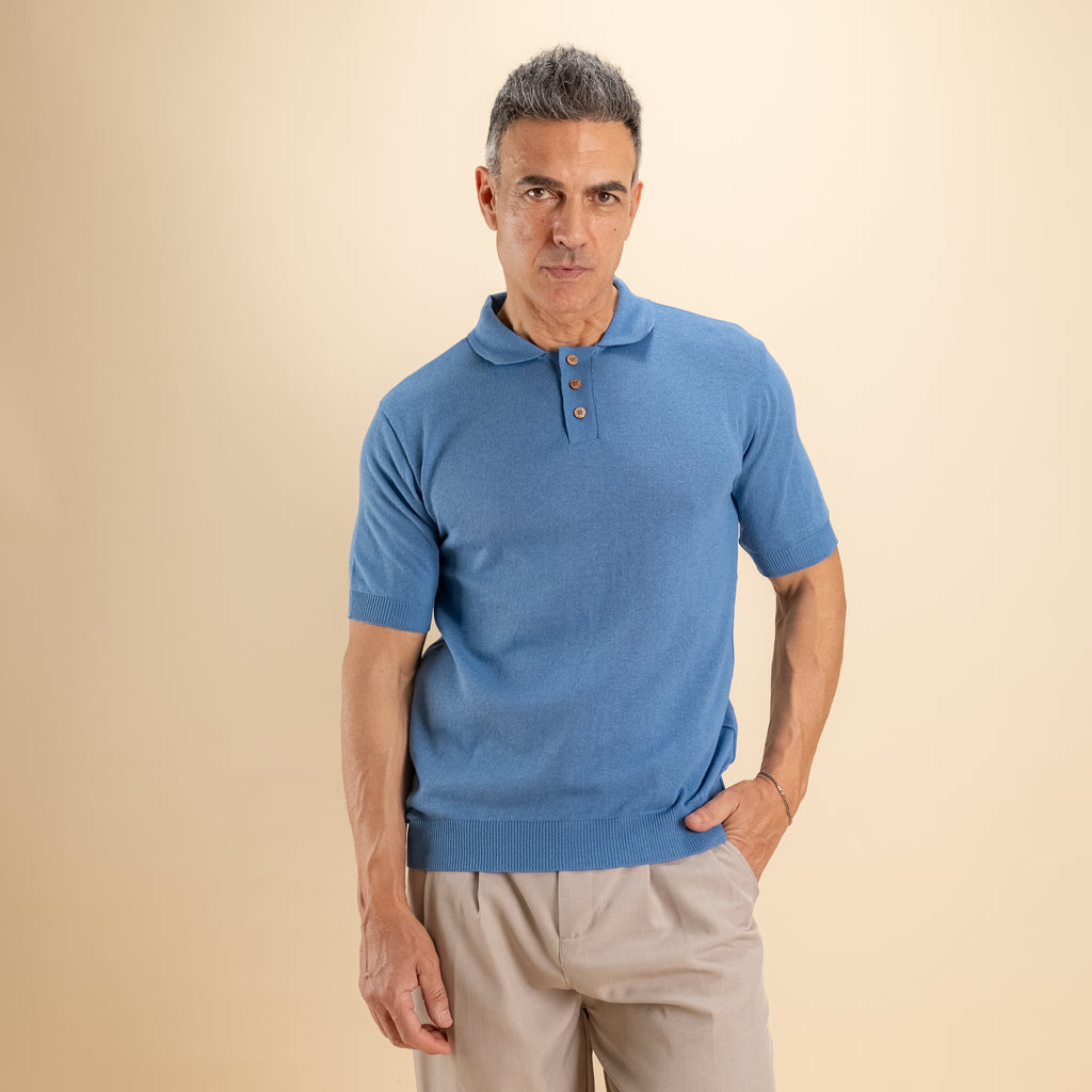 Polo in filo con bottoncini in legno - Pervinca
