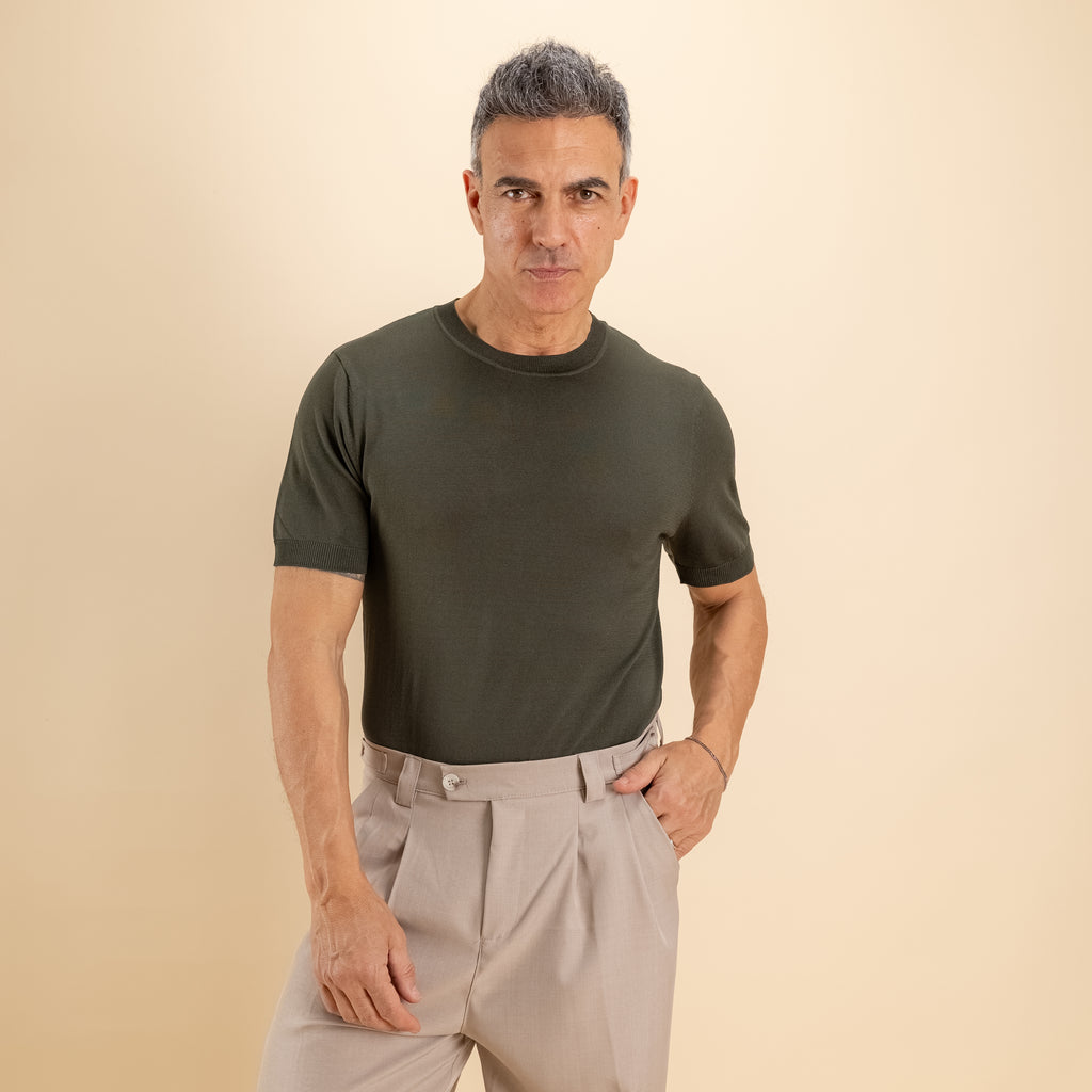 T-shirt in filo maglia - Militare
