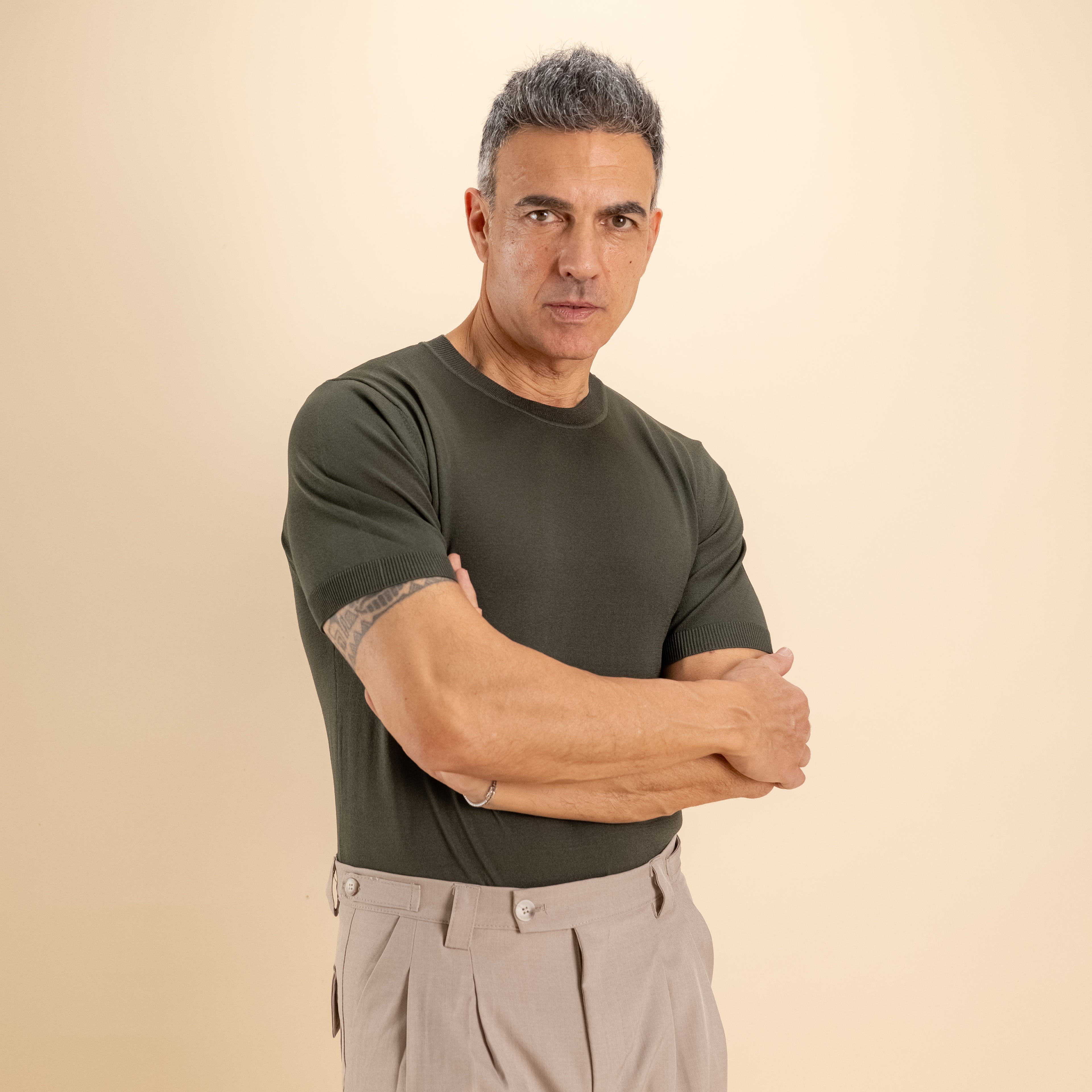 T-shirt in filo maglia - Militare