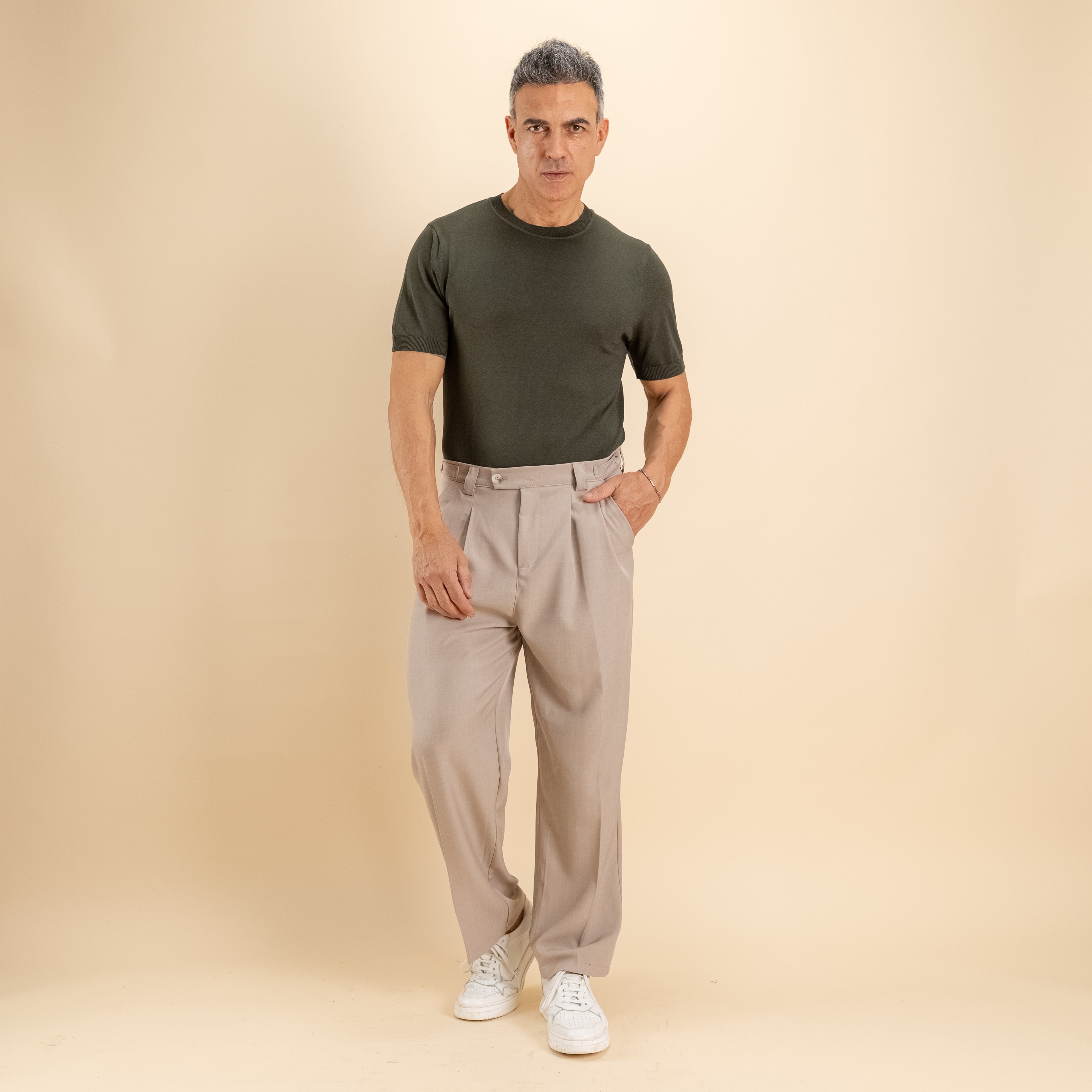 T-shirt in filo maglia - Militare