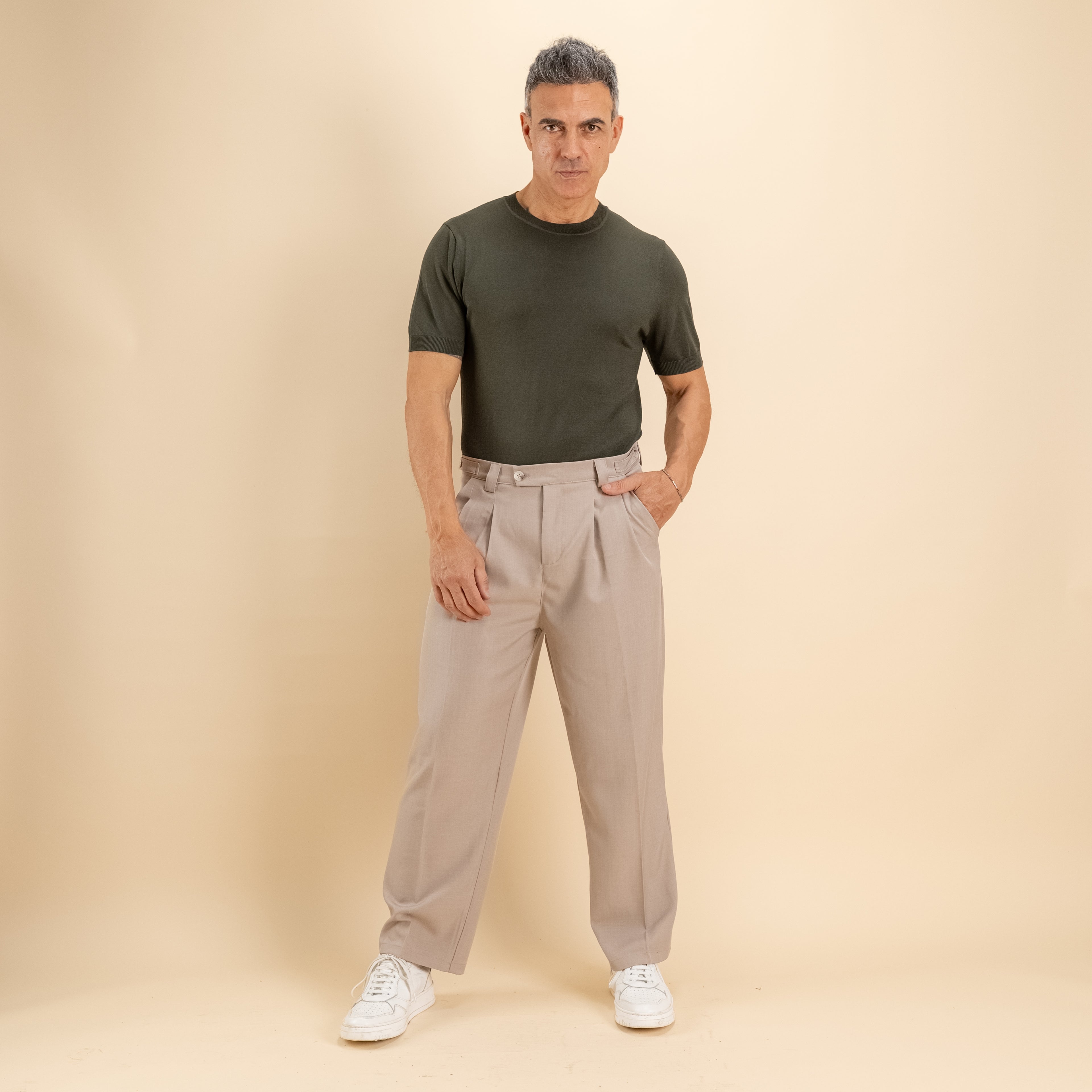 T-shirt in filo maglia - Militare