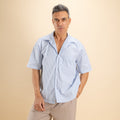 Camicia oversize a righe - Celeste