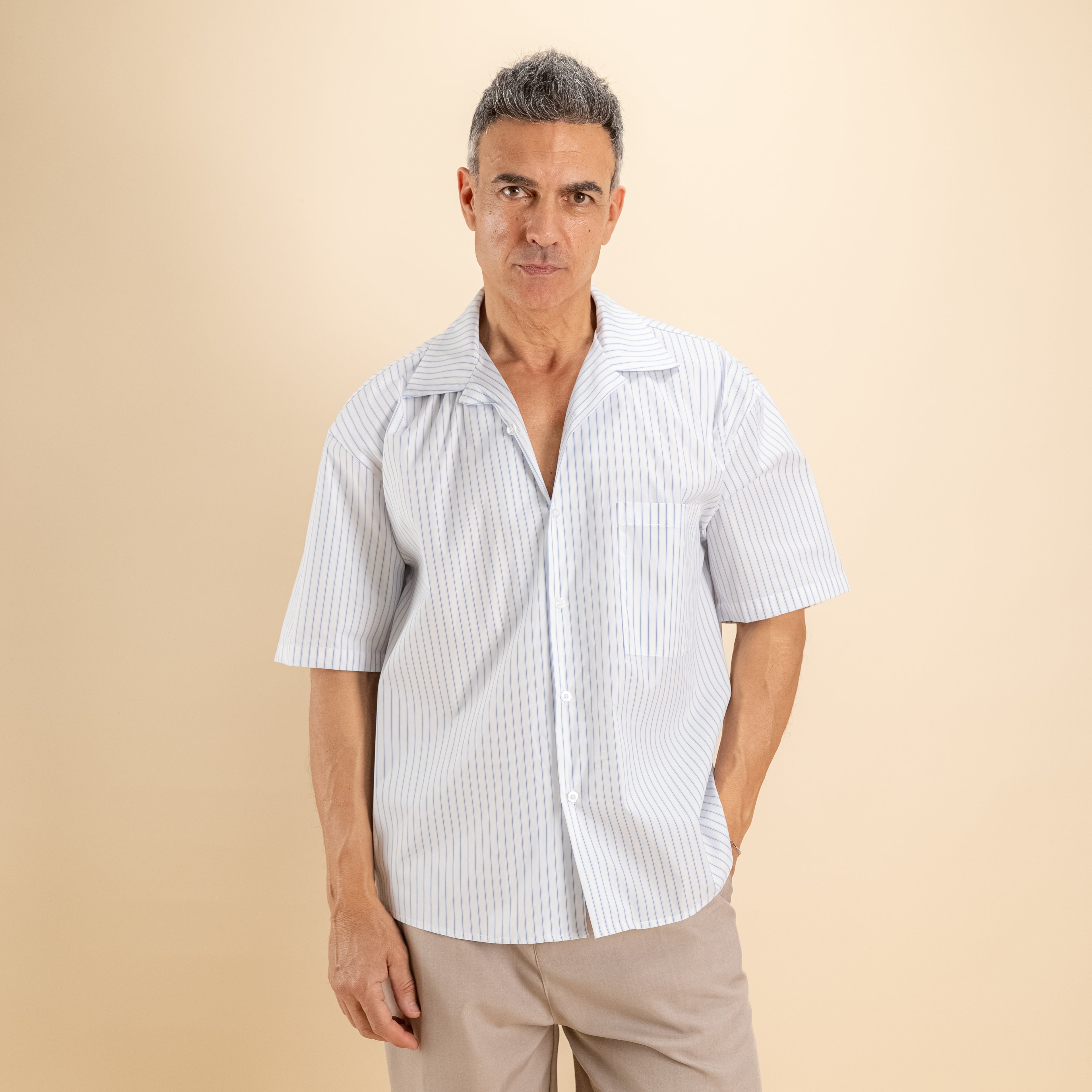 Camicia oversize a righe - Bianco