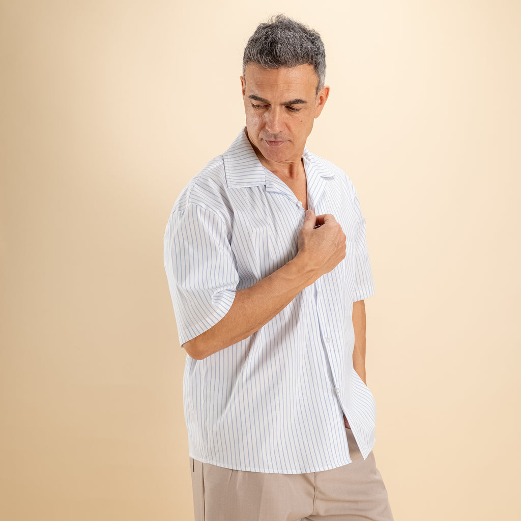 Camicia oversize a righe - Bianco