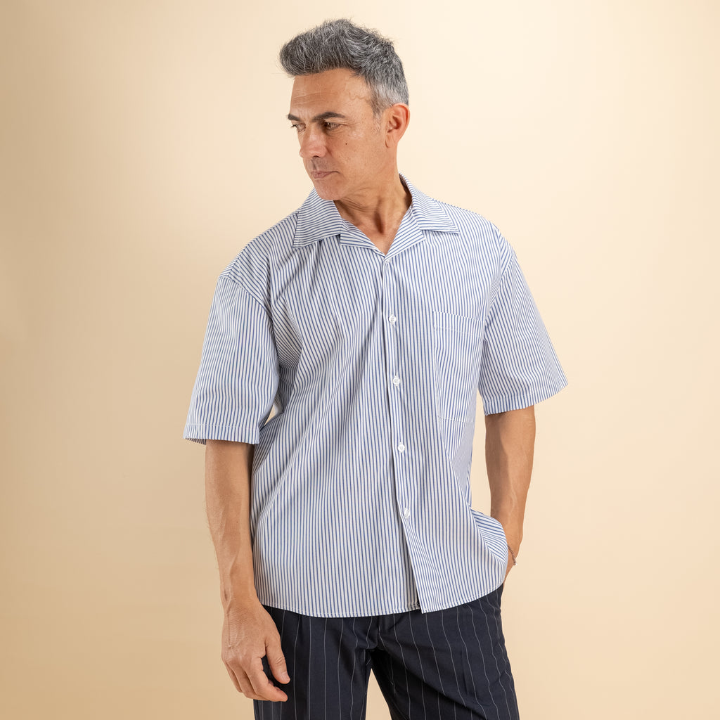 Camicia oversize a righe - Blu