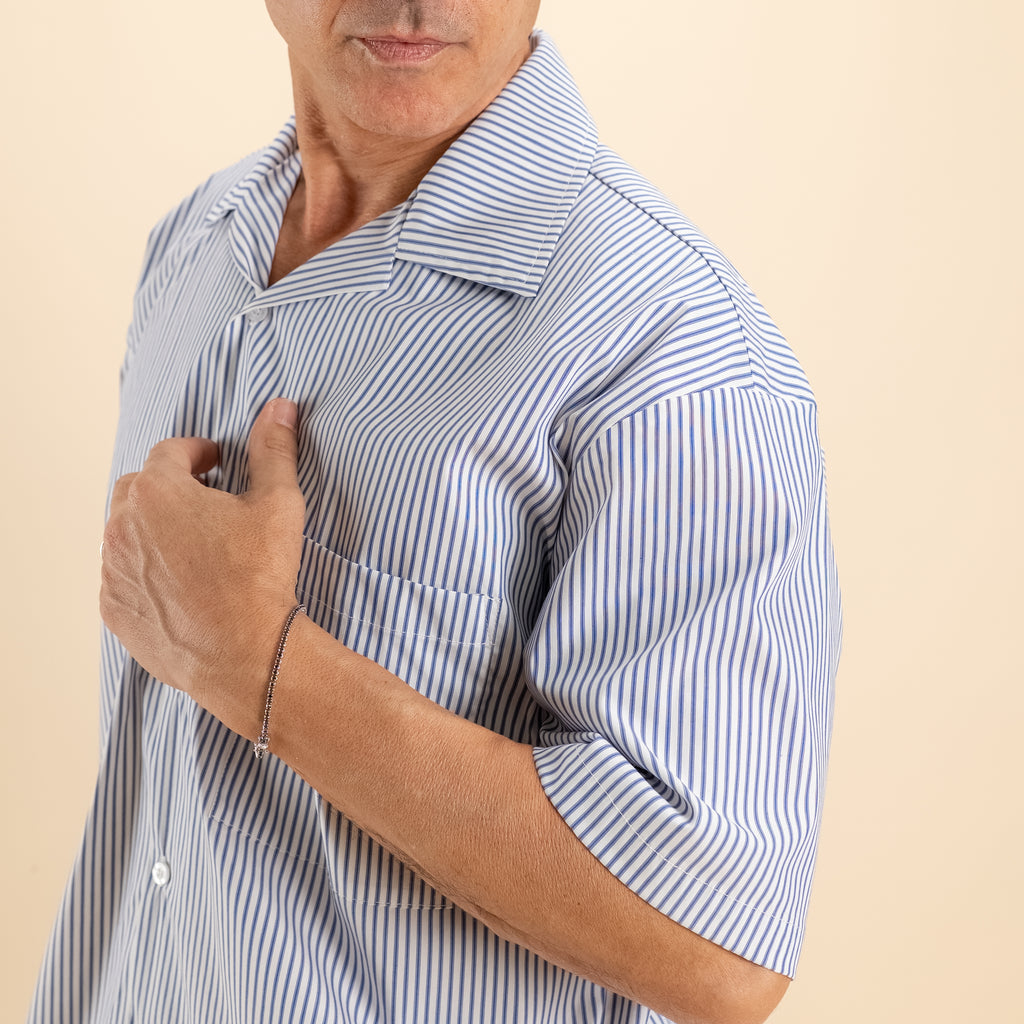 Camicia oversize a righe - Blu