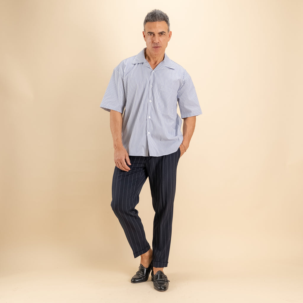 Camicia oversize a righe - Blu
