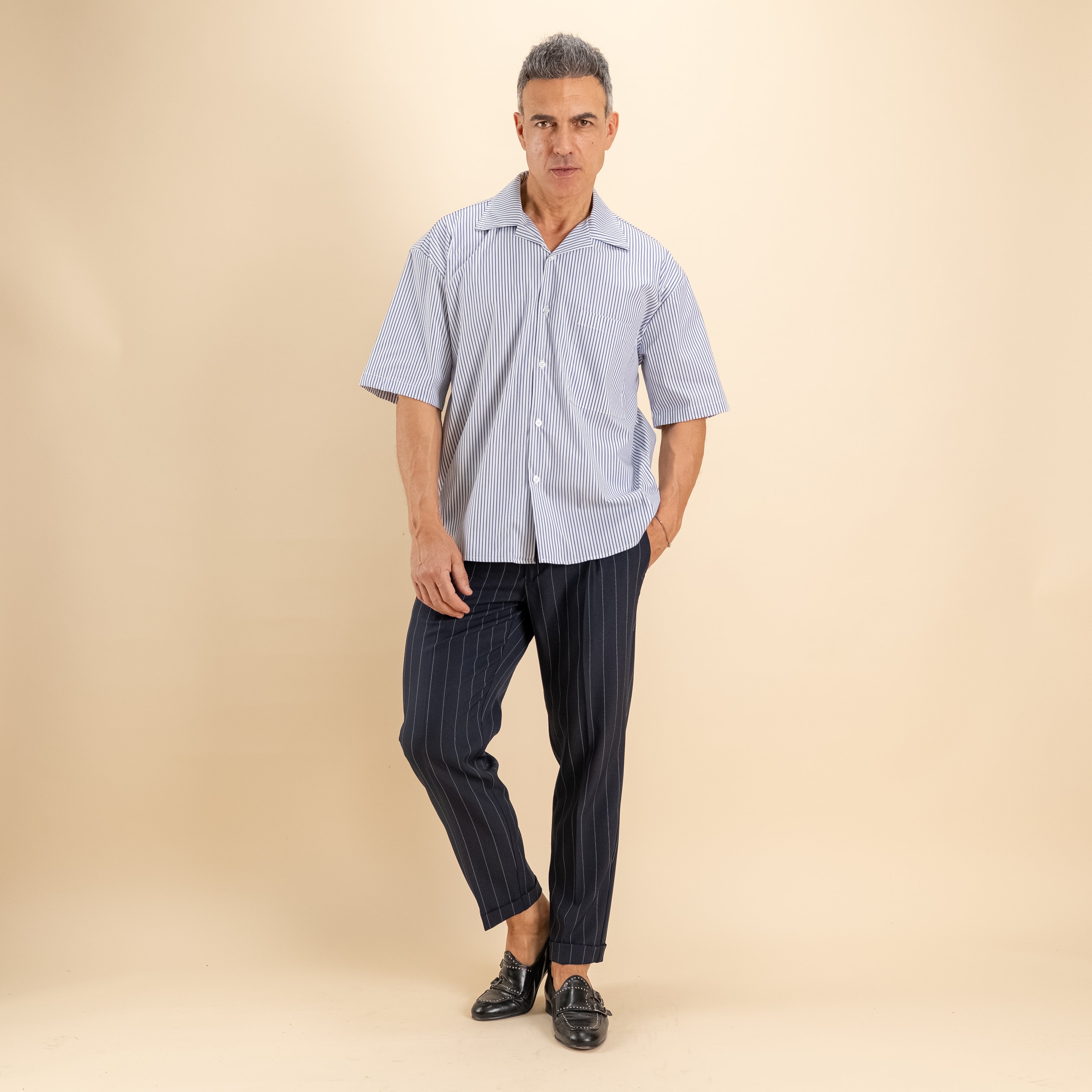 Camicia oversize a righe - Blu