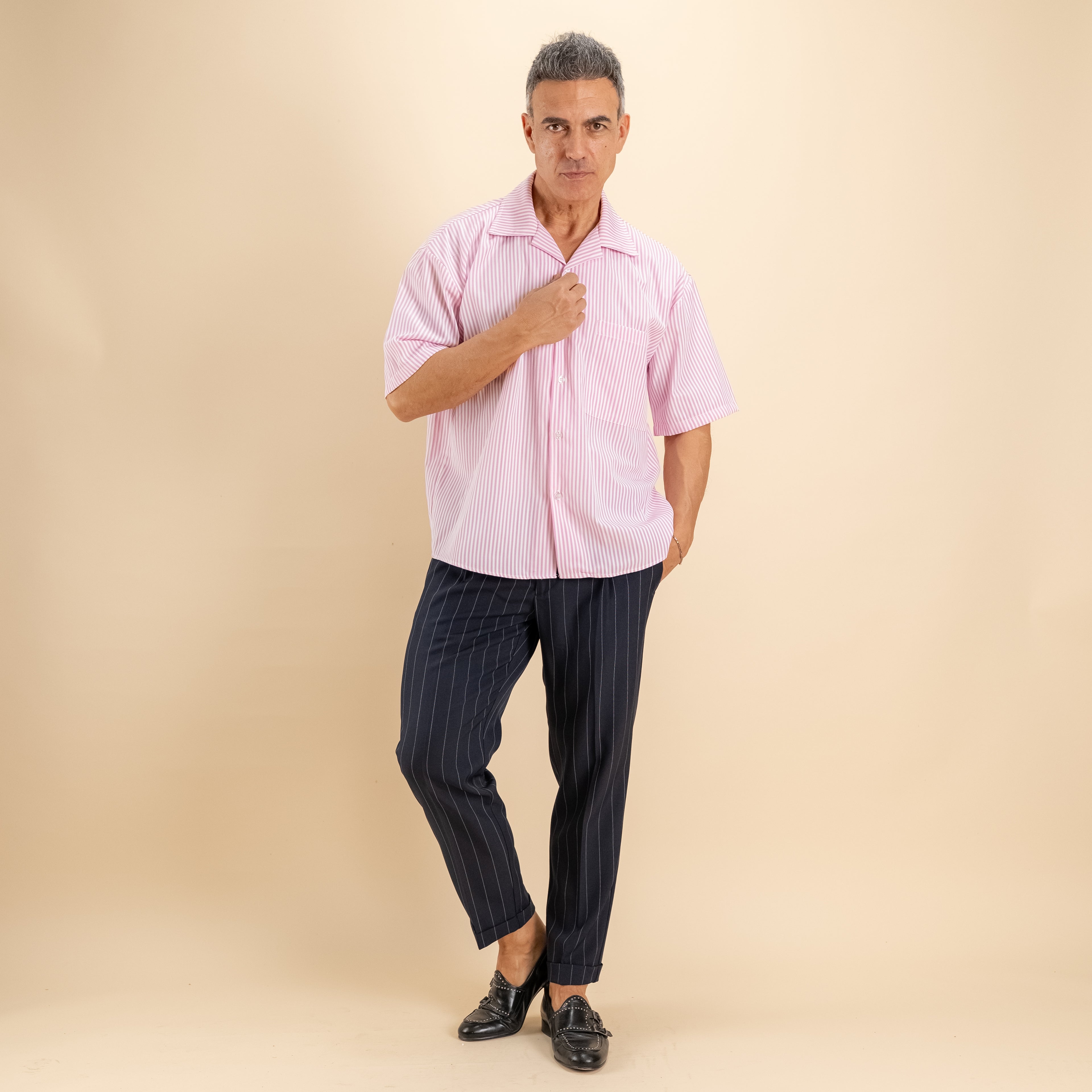 Camicia oversize a righe - Rosa