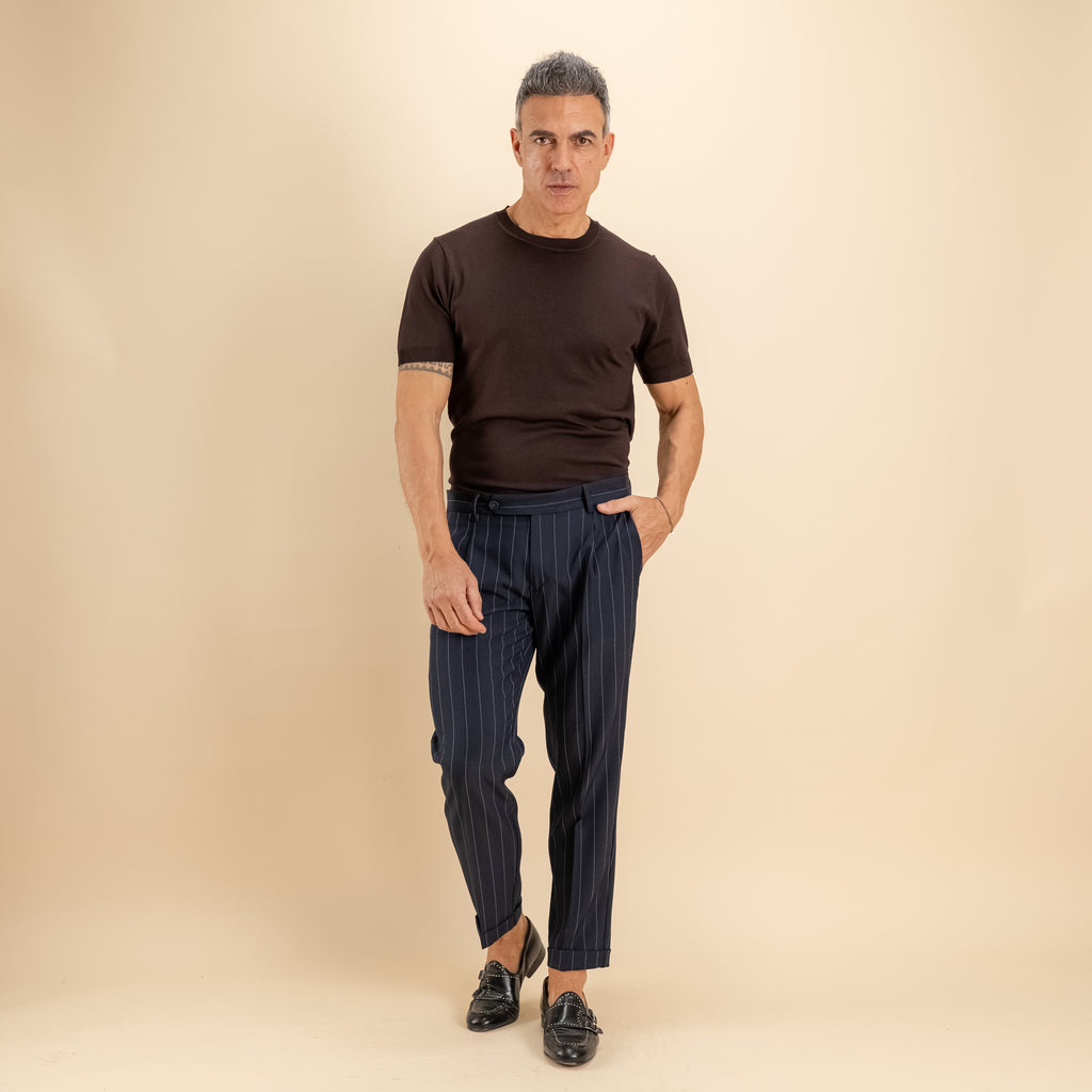 T-shirt in filo maglia - Moro