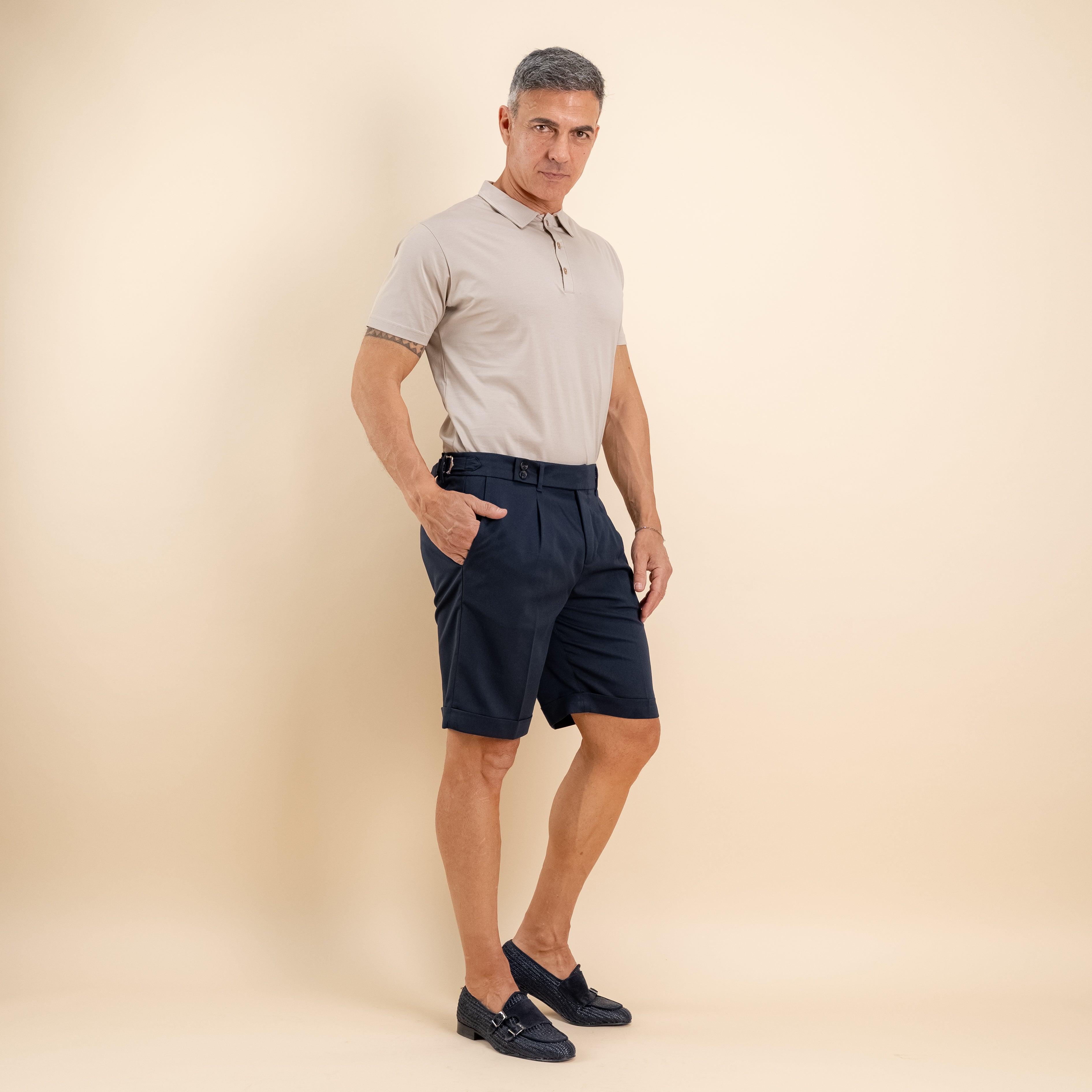 Pantaloncino con fibbia laterale - Blu
