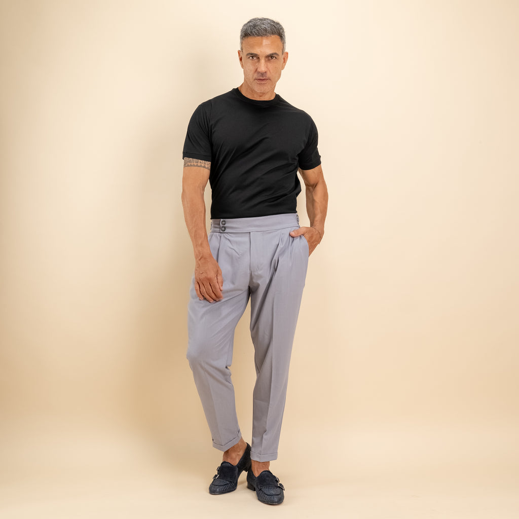 T-shirt in Filo di Scozia 2.0 con bordi a costina - Nero