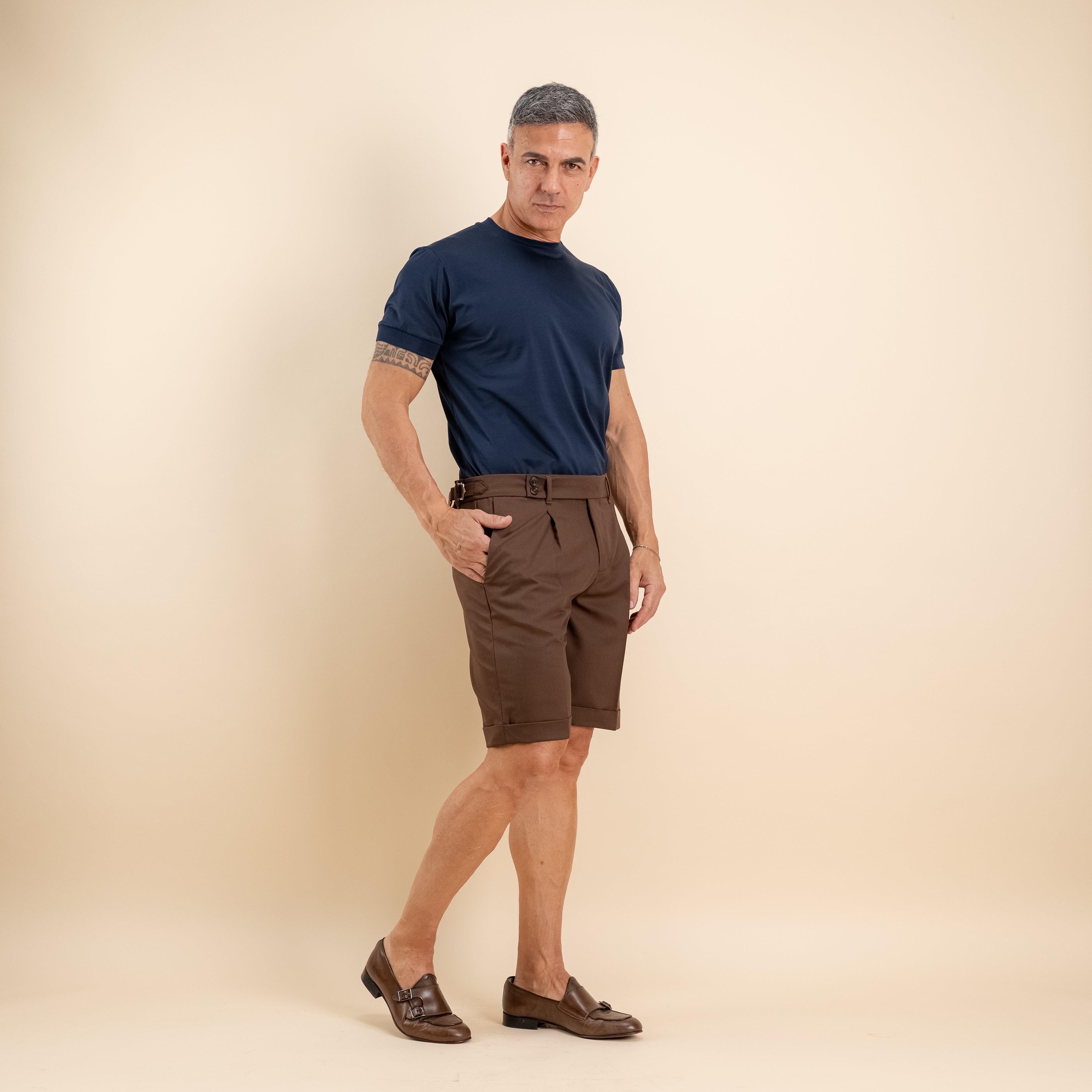 T-shirt in Filo di Scozia 2.0 con bordi a costina - Blu