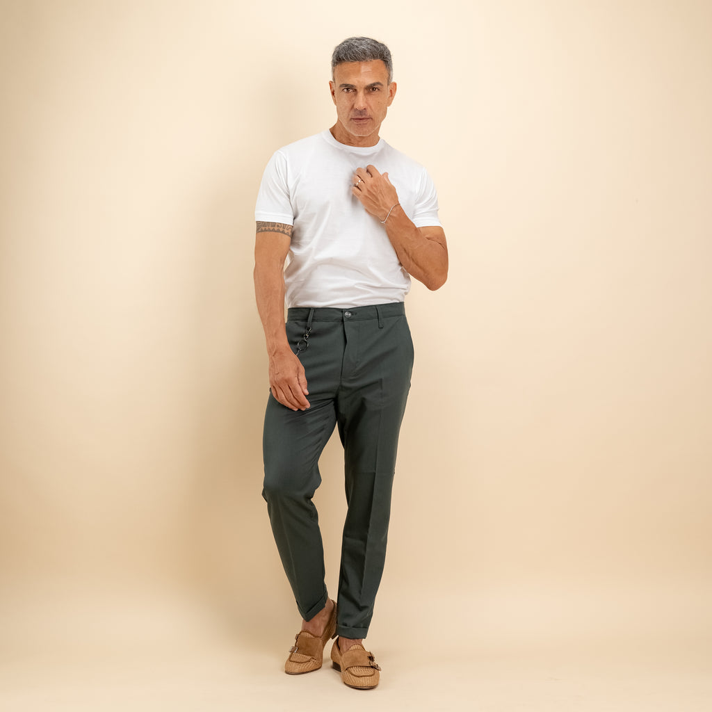T-shirt in Filo di Scozia 2.0 con bordi a costina - Bianco