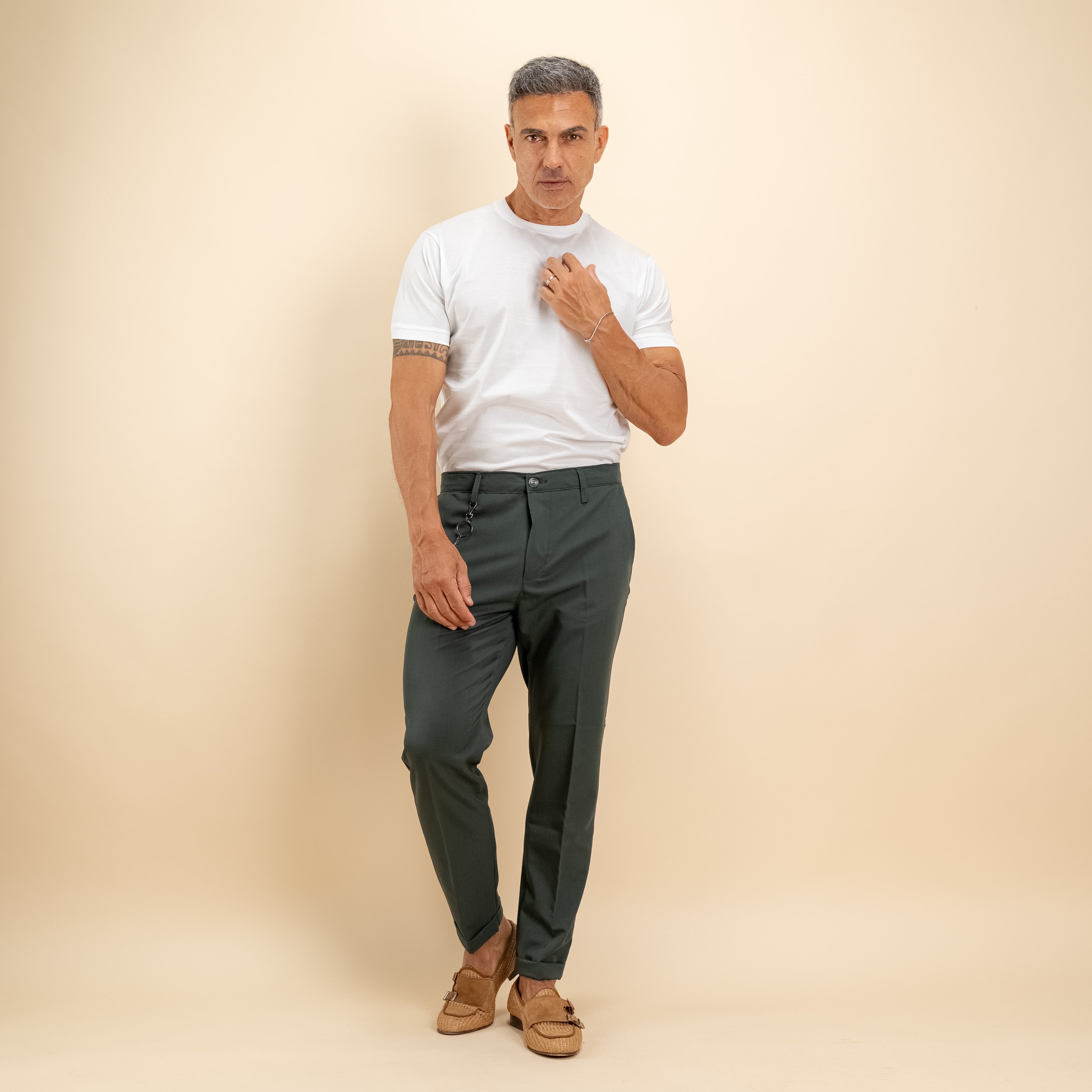 T-shirt in Filo di Scozia 2.0 con bordi a costina - Bianco