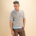 Polo in filo derby a righe - Blu