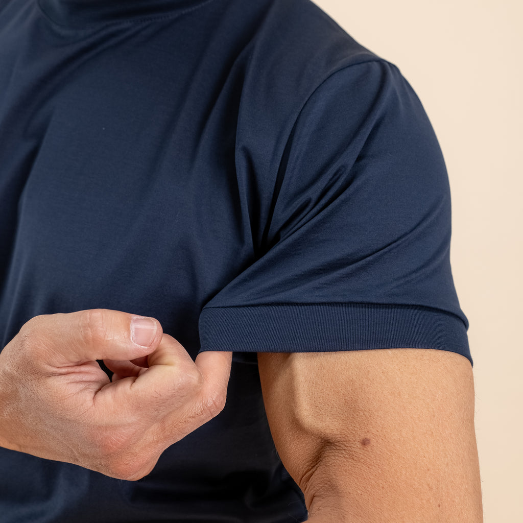 T-shirt in Filo di Scozia 2.0 con bordi a costina - Blu