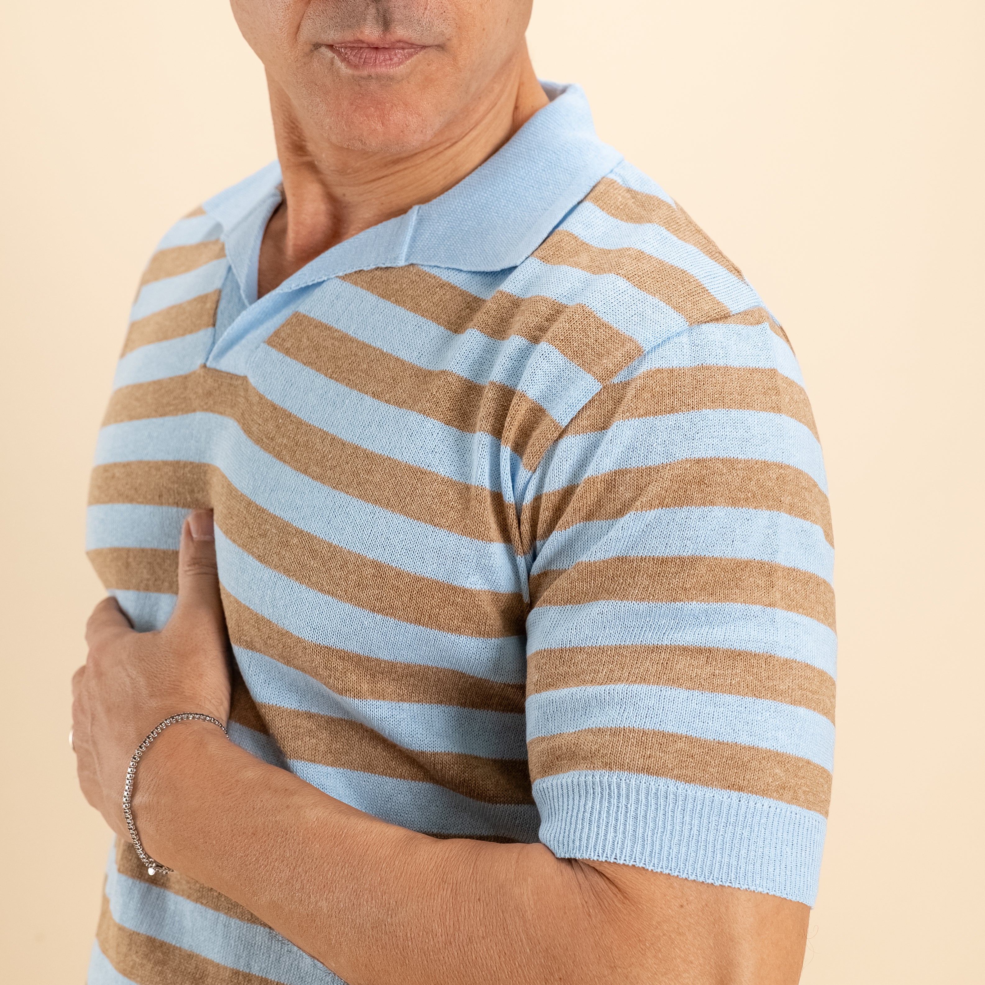 Polo in filo derby a righe - Blu