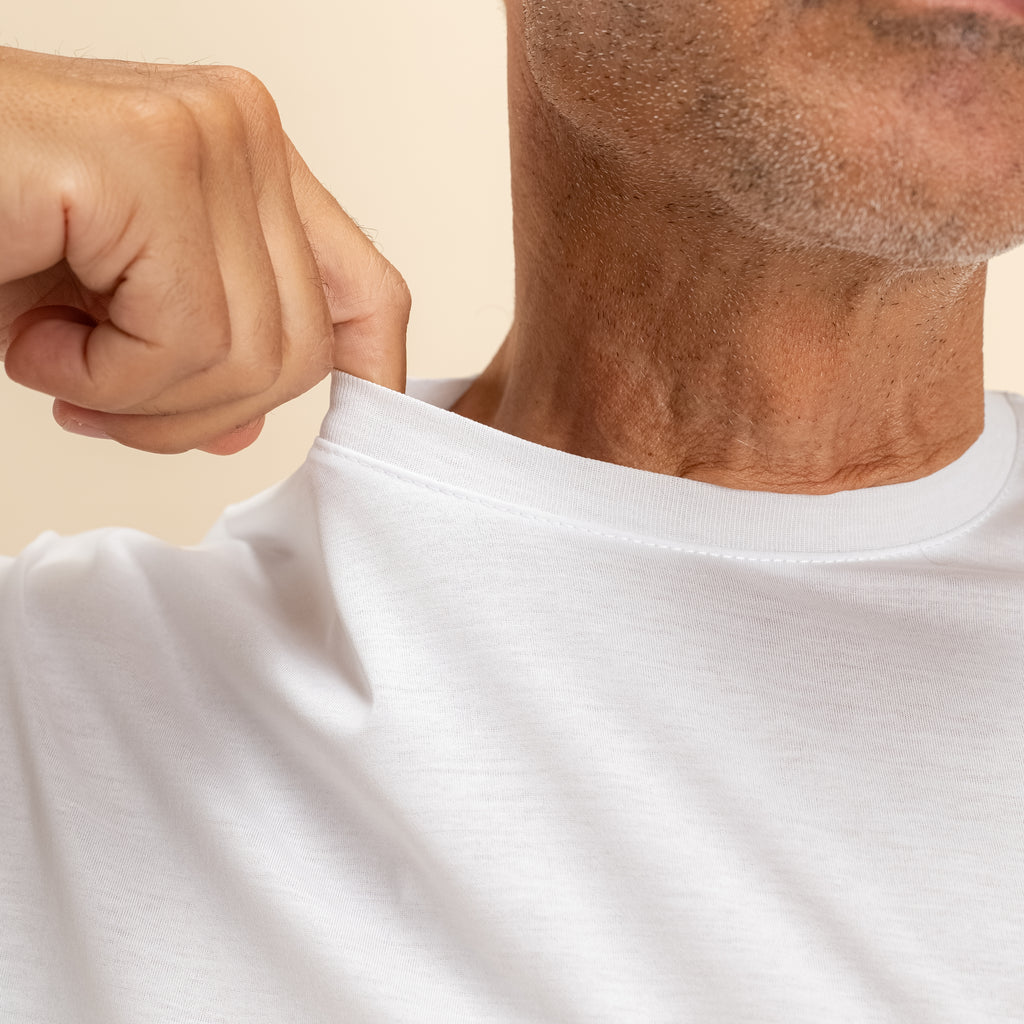 T-shirt in Filo di Scozia 2.0 con bordi a costina - Bianco