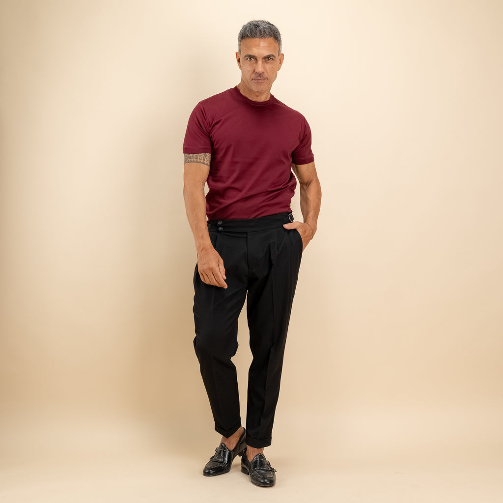 Camiseta de hilo escocés 2.0 con bordes acanalados - Burdeos