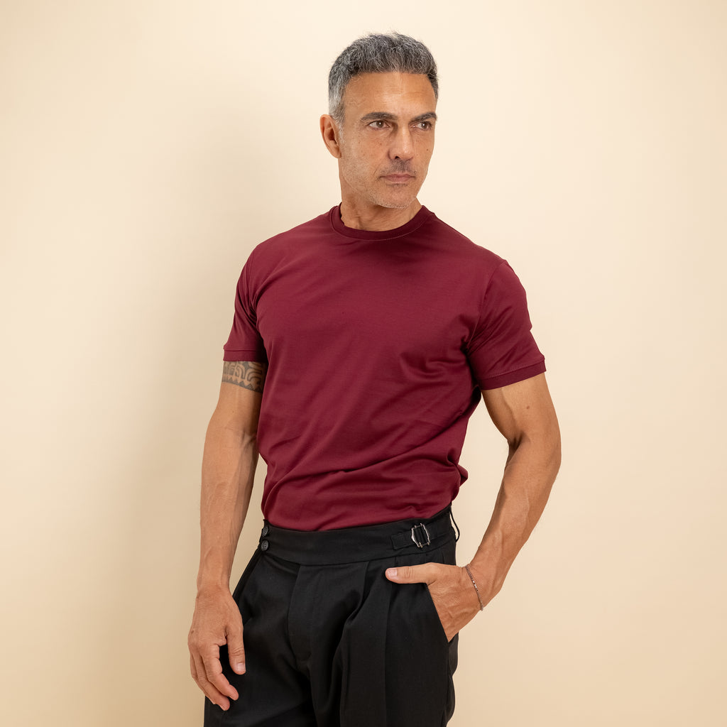 Camiseta de hilo escocés 2.0 con bordes acanalados - Burdeos