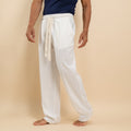 Pantalaccio in misto lino fondo largo - Bianco