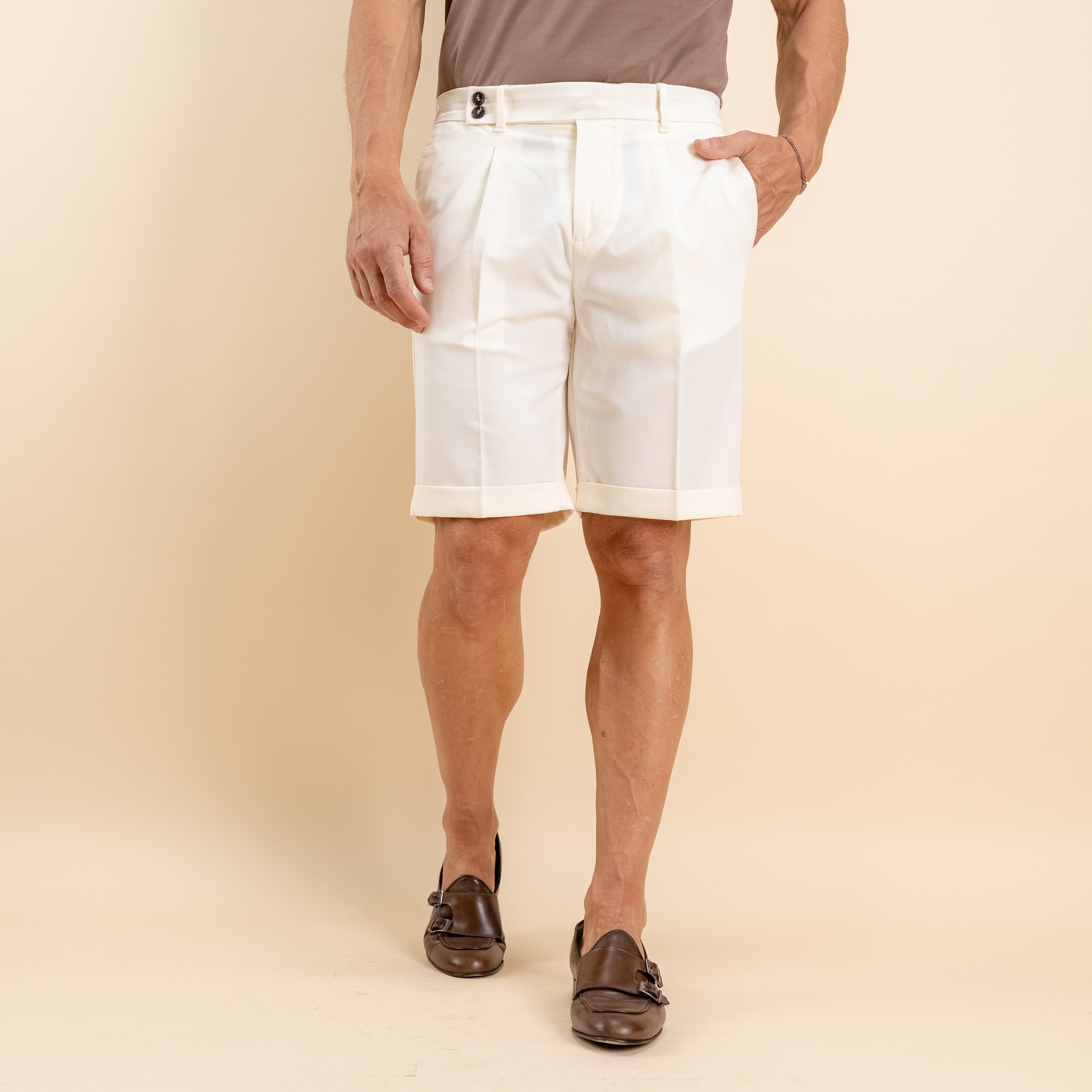 Pantaloncino con fibbia laterale - Bianco