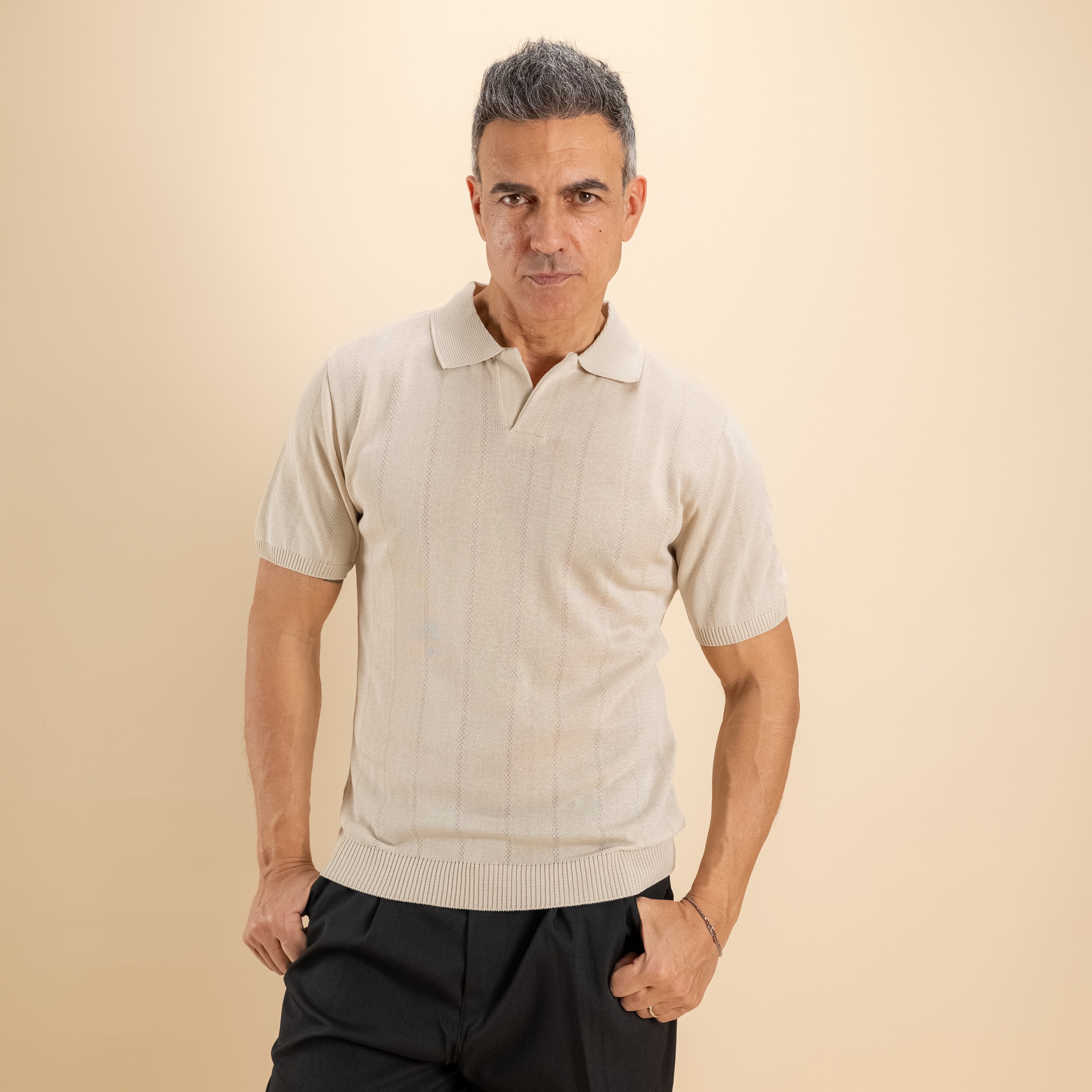 Polo derby micro-traforata - Avorio