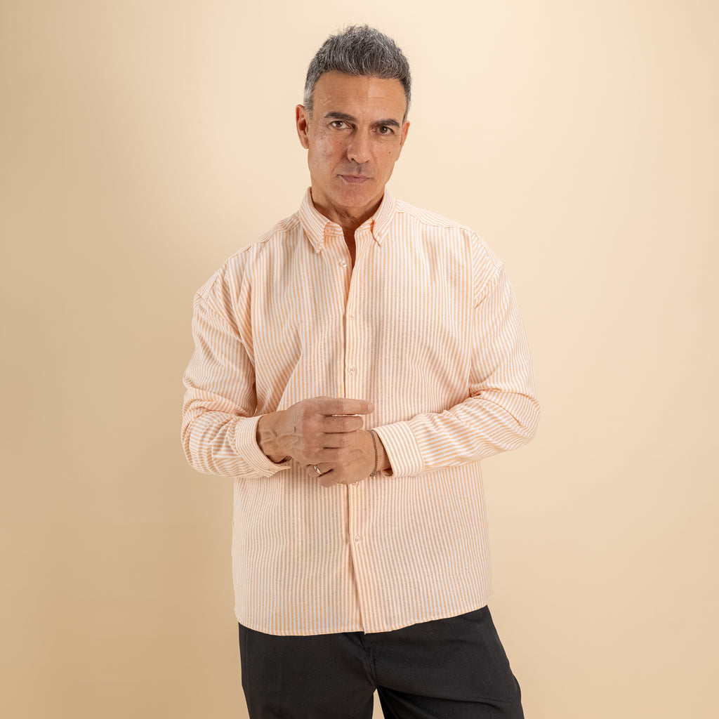 Camicia oversize a righe button down - Arancione