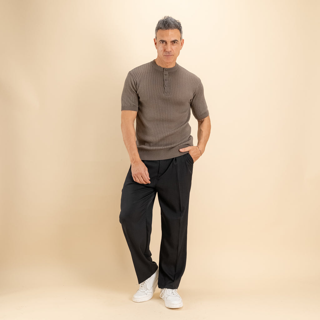 T-shirt serafino traforata - Moro