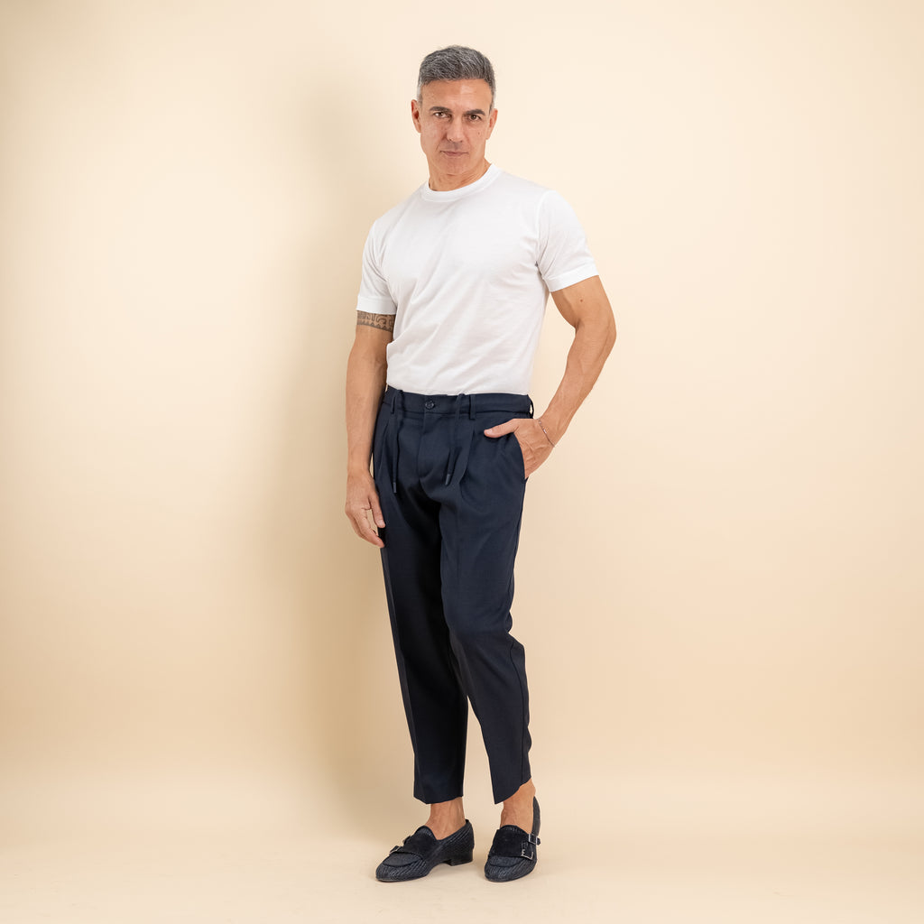 T-shirt in Filo di Scozia 2.0 con bordi a costina - Bianco