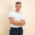 T-shirt in Filo di Scozia 2.0 con bordi a costina - Bianco