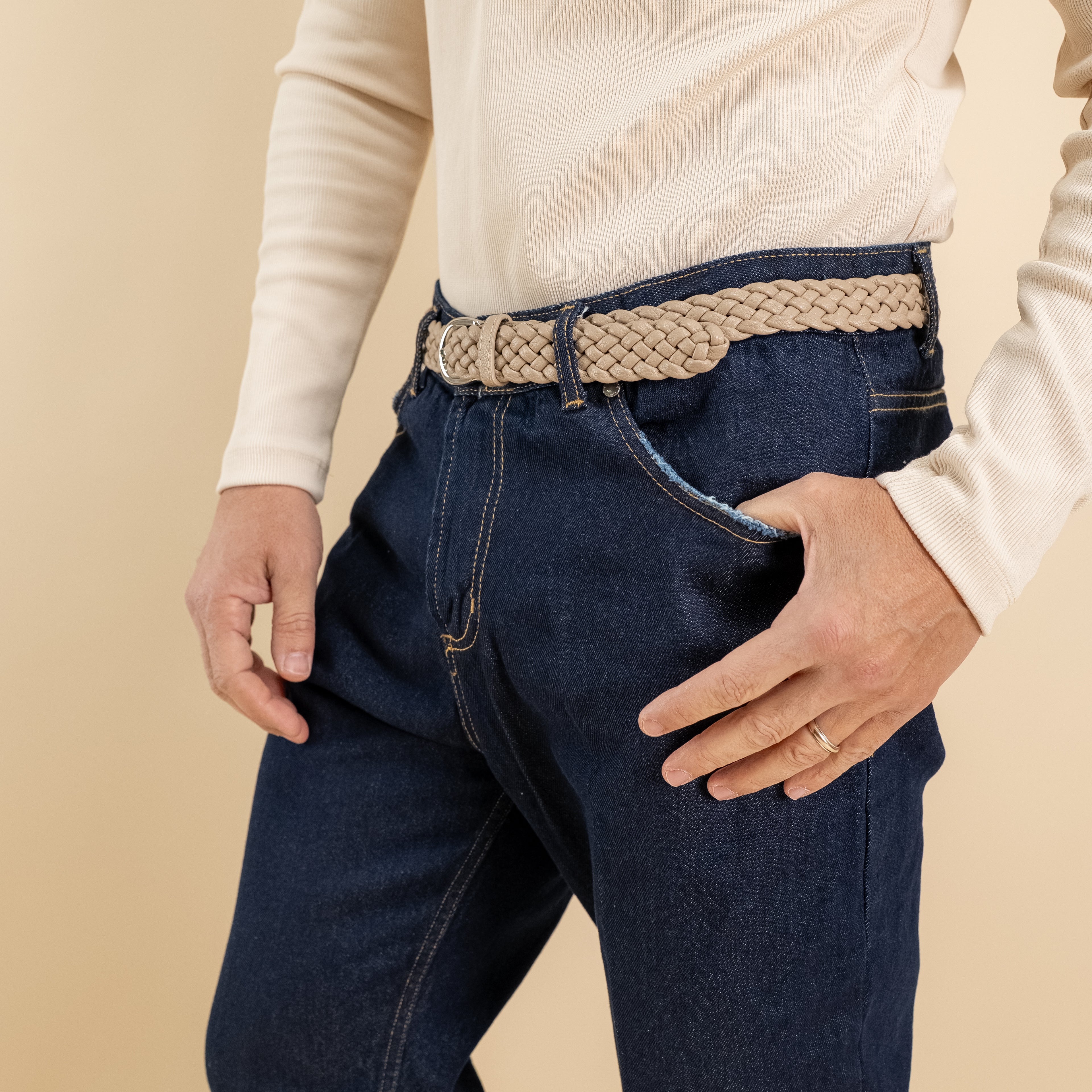 Jeans sartoriale con abrasioni - Blu