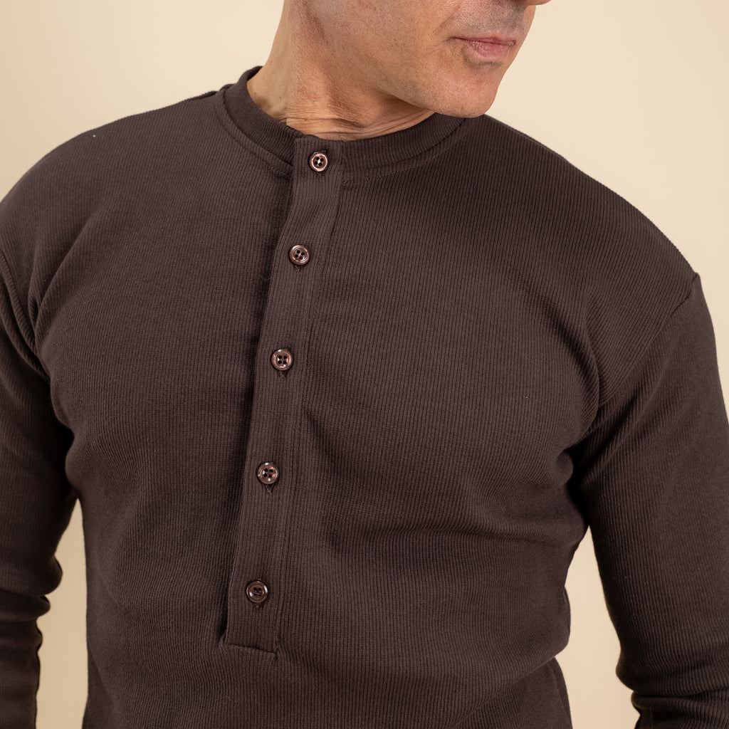 Maglia serafino a costine - Marrone