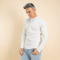 Maglia serafino a costine - Bianco