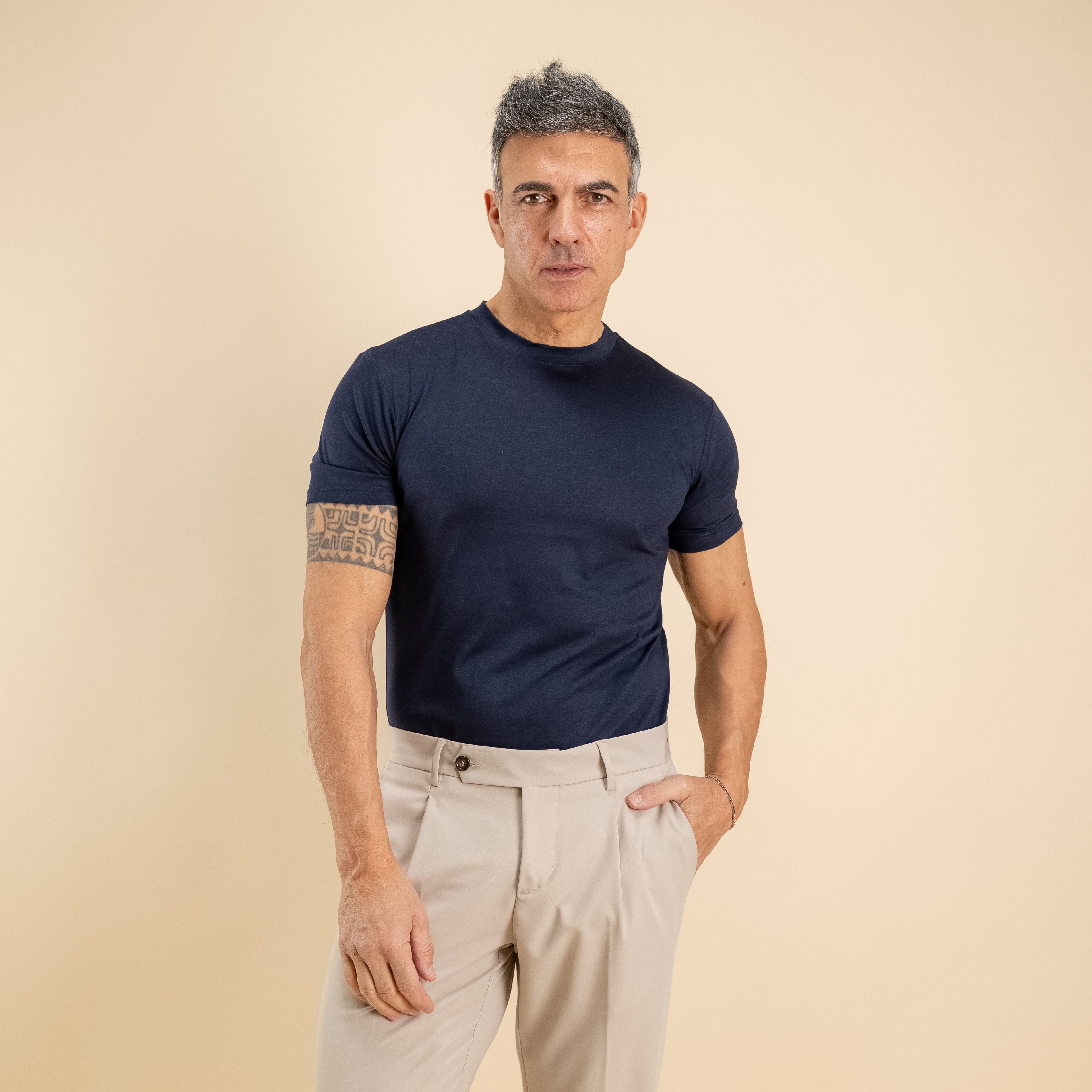 T-shirt cotone mercerizzato premium - Blu