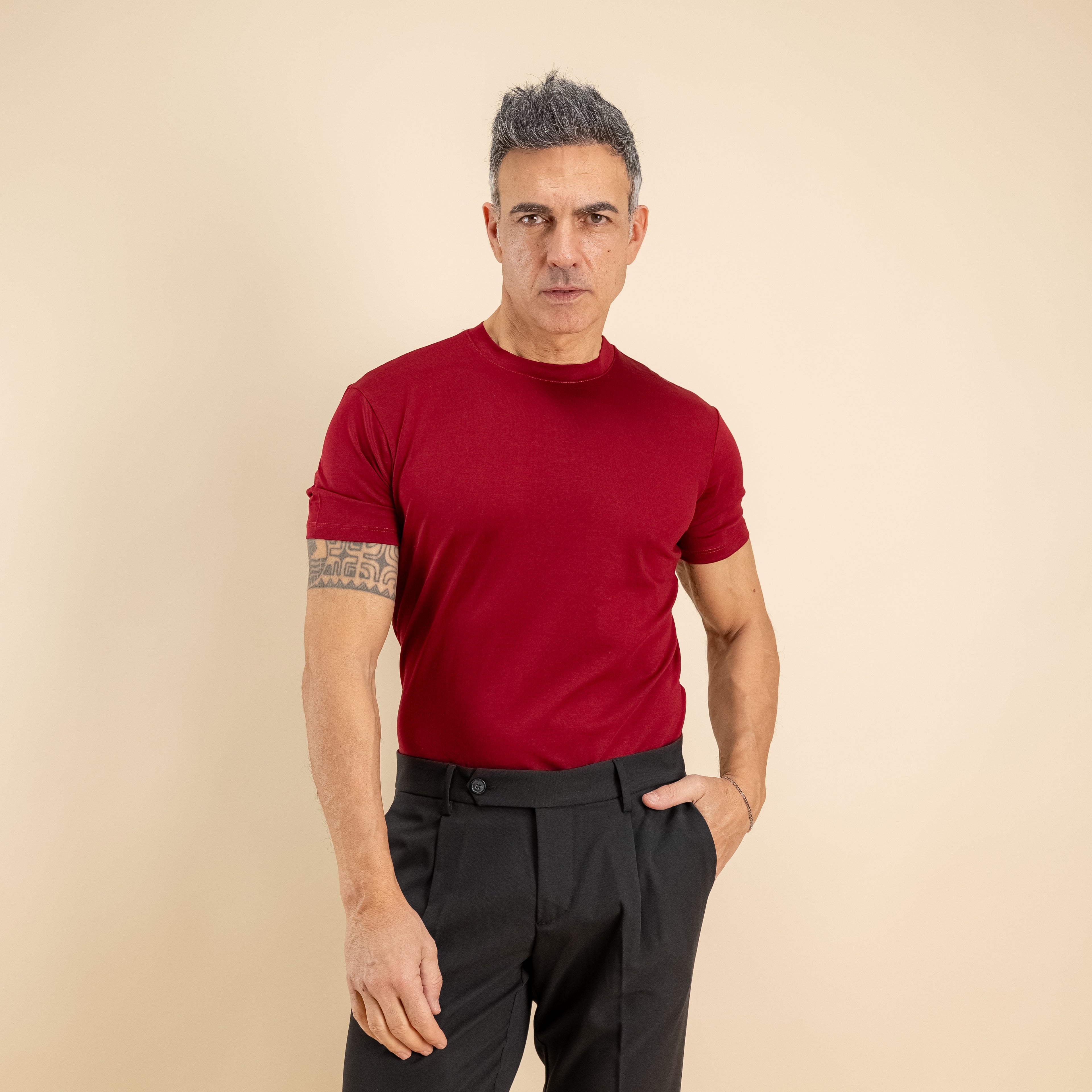 T-shirt cotone mercerizzato premium - Bordeaux