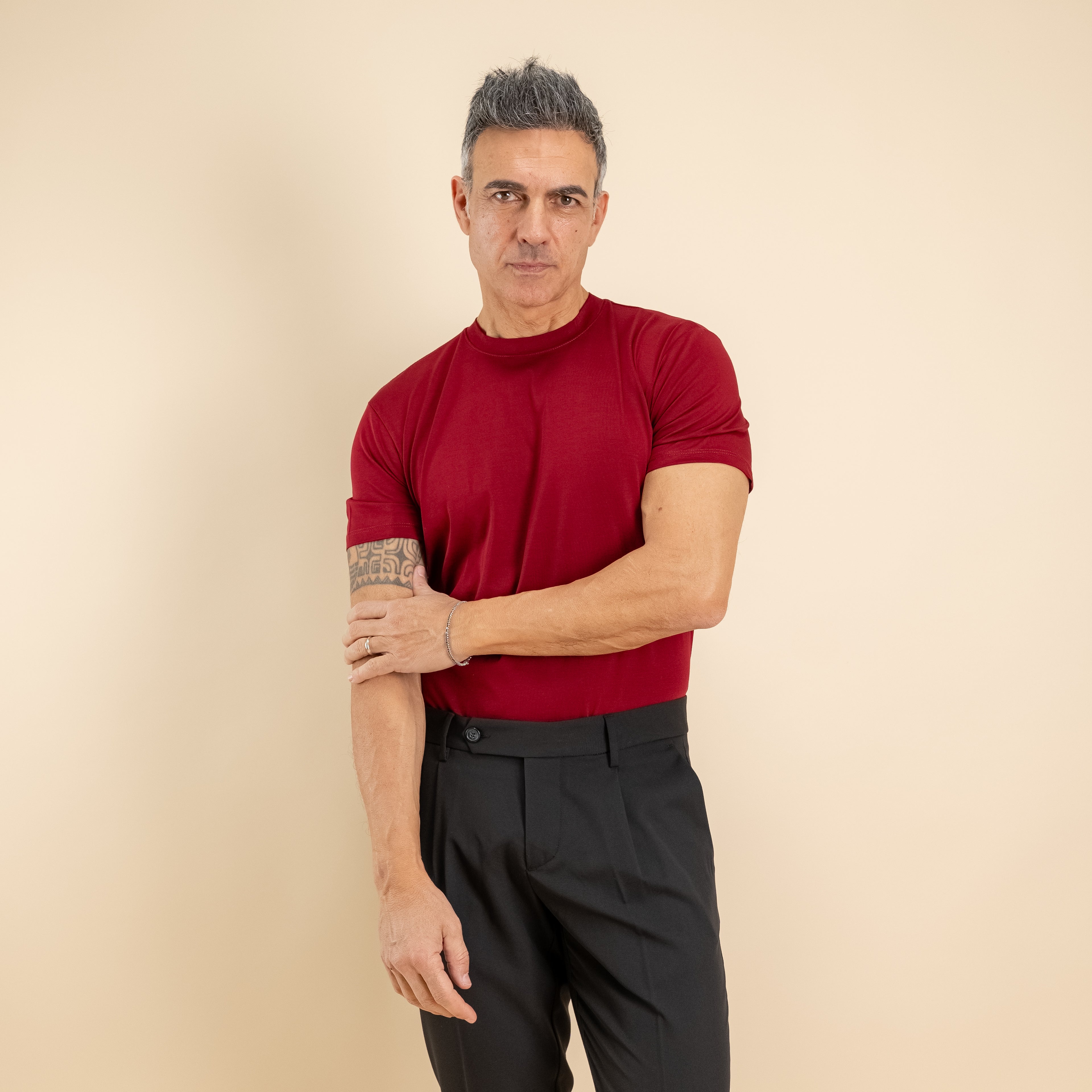 T-shirt cotone mercerizzato premium - Bordeaux