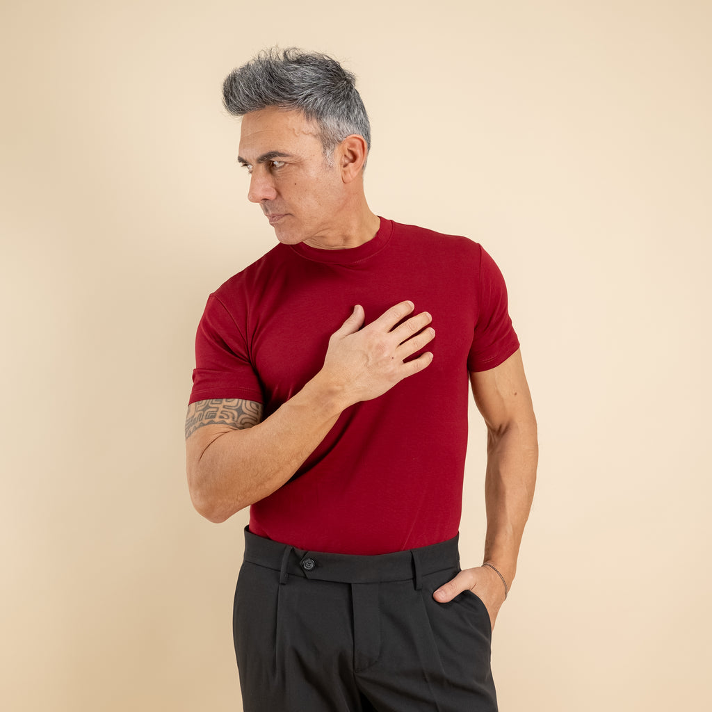 T-shirt cotone mercerizzato premium - Bordeaux