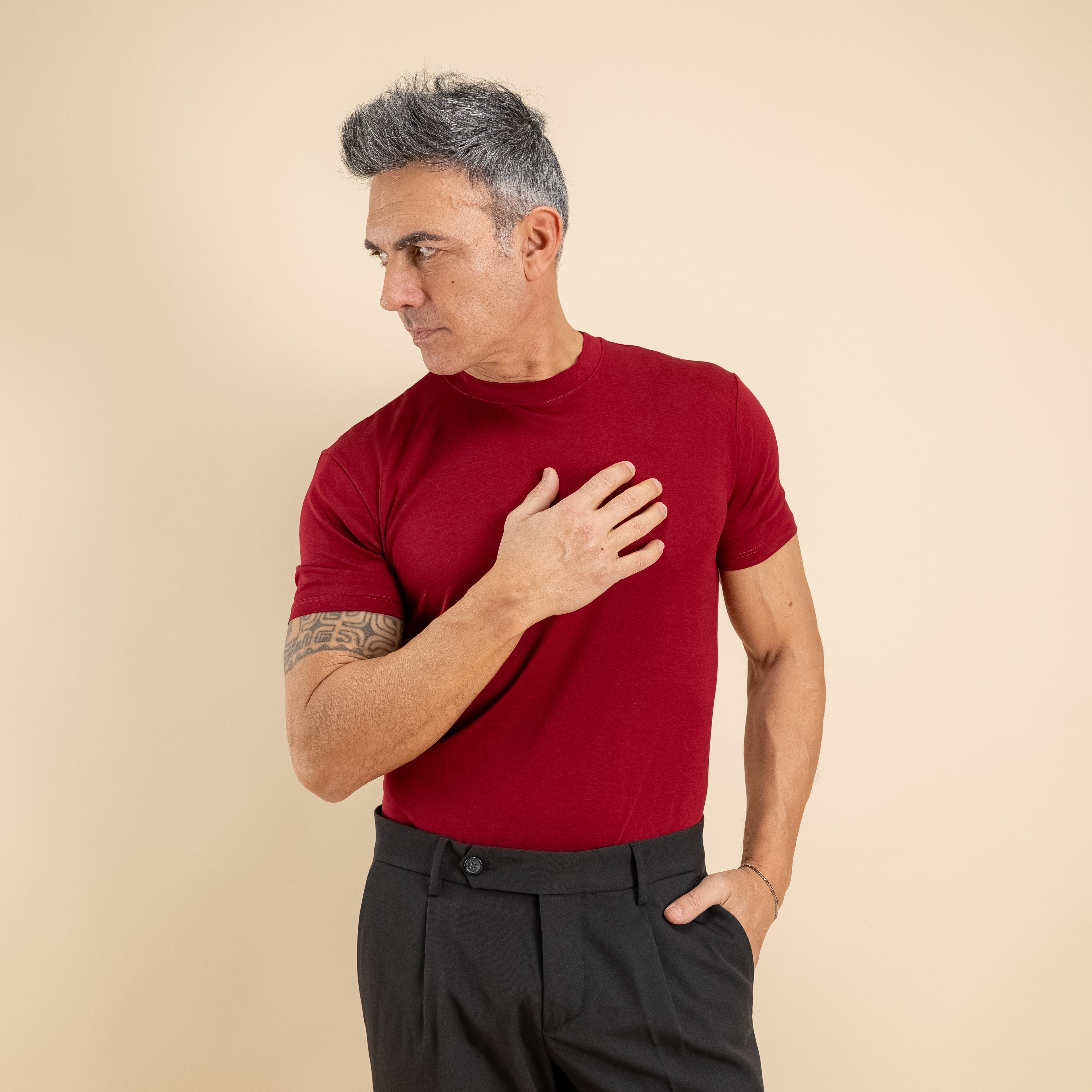 T-shirt cotone mercerizzato premium - Bordeaux