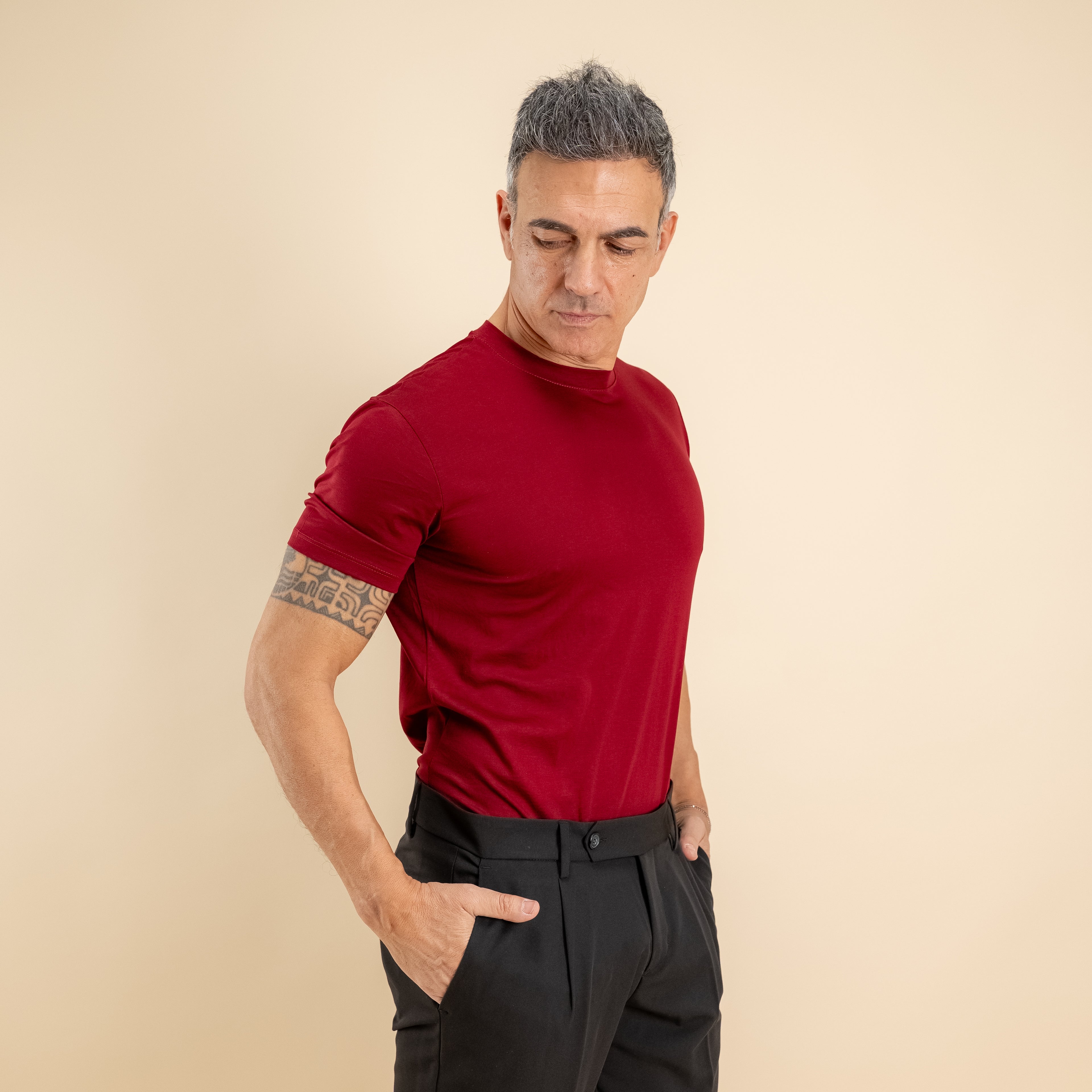 T-shirt cotone mercerizzato premium - Bordeaux