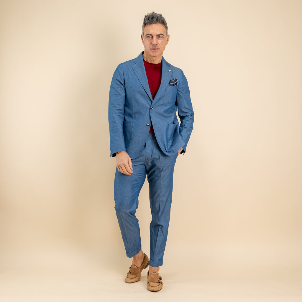 Abito monopetto impunturato 100% cotone - Jeans