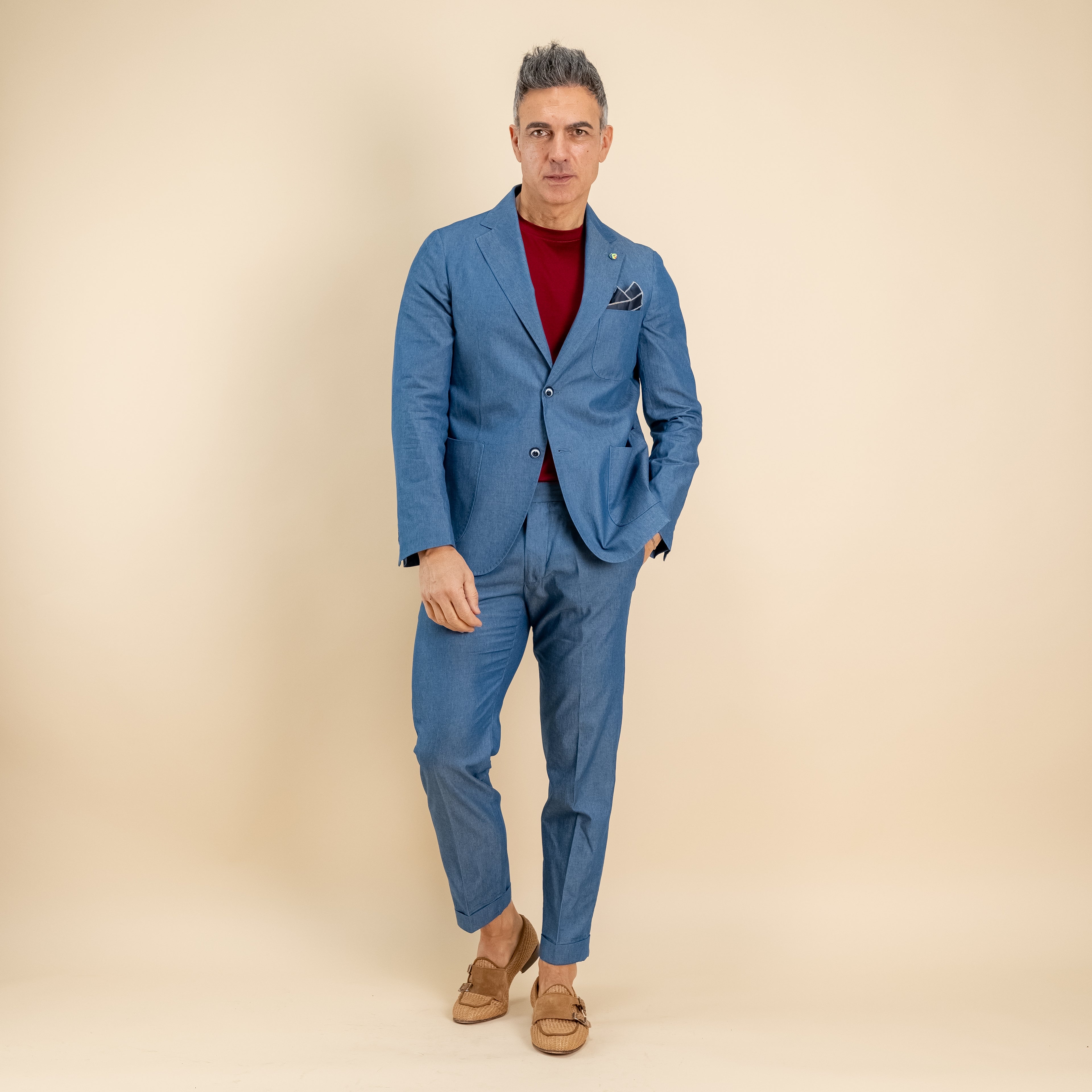 Abito monopetto impunturato 100% cotone - Jeans