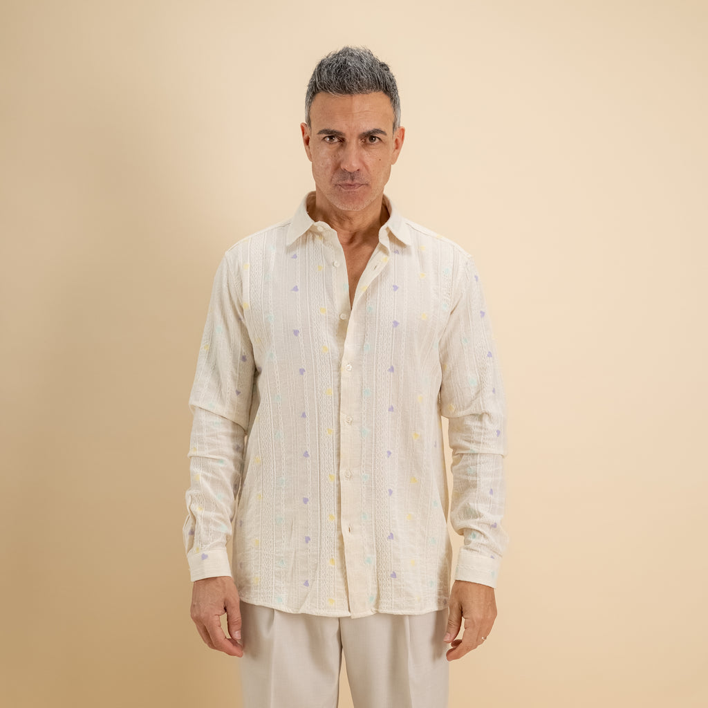 Camicia sartoriale ricamata a fantasia