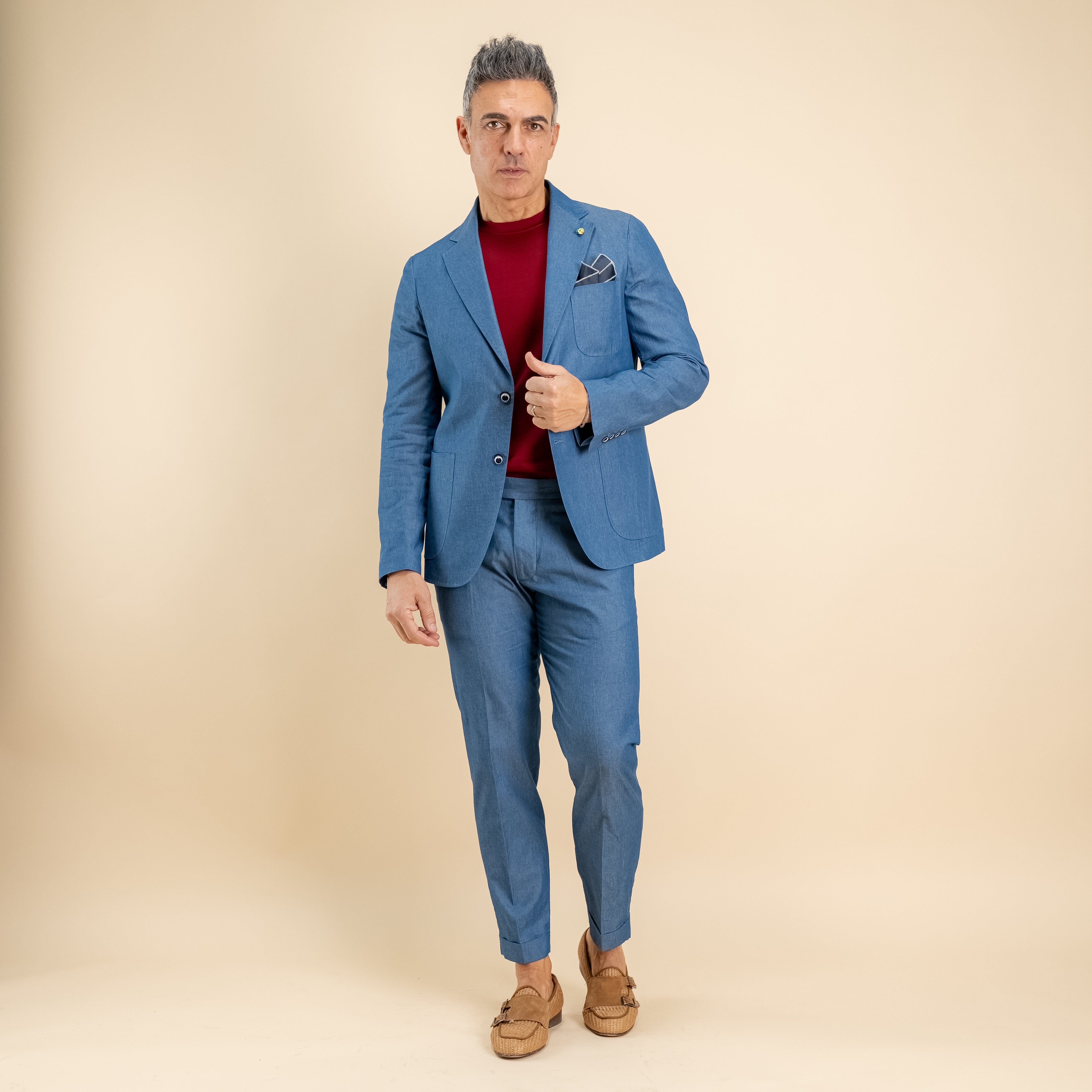 Abito monopetto impunturato 100% cotone - Jeans