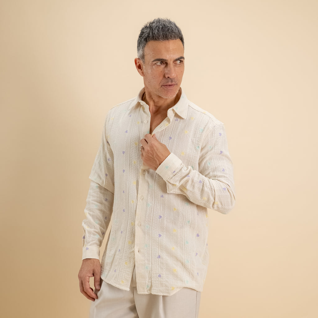 Camicia sartoriale ricamata a fantasia