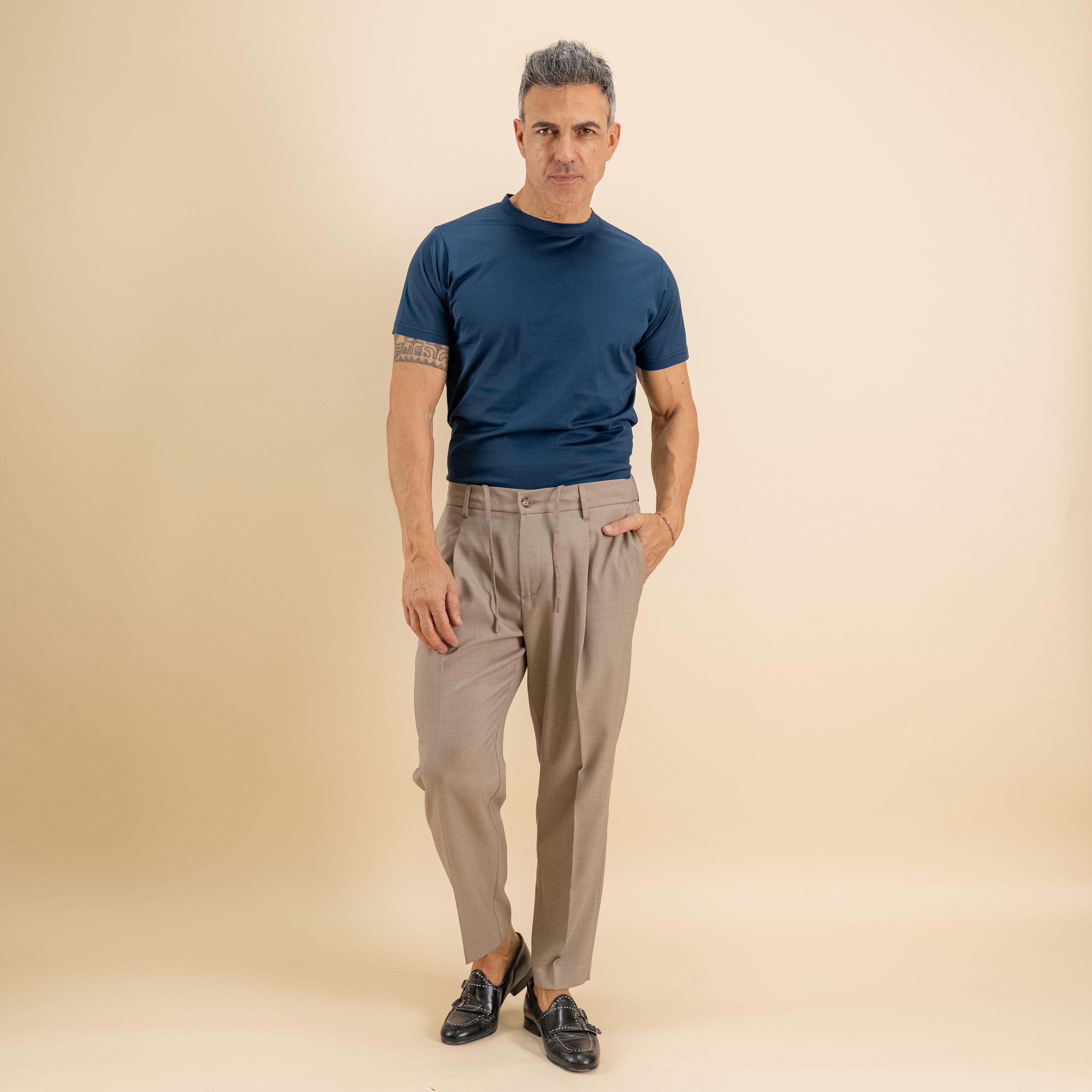 T-shirt in Filo di Scozia - Blu Navy
