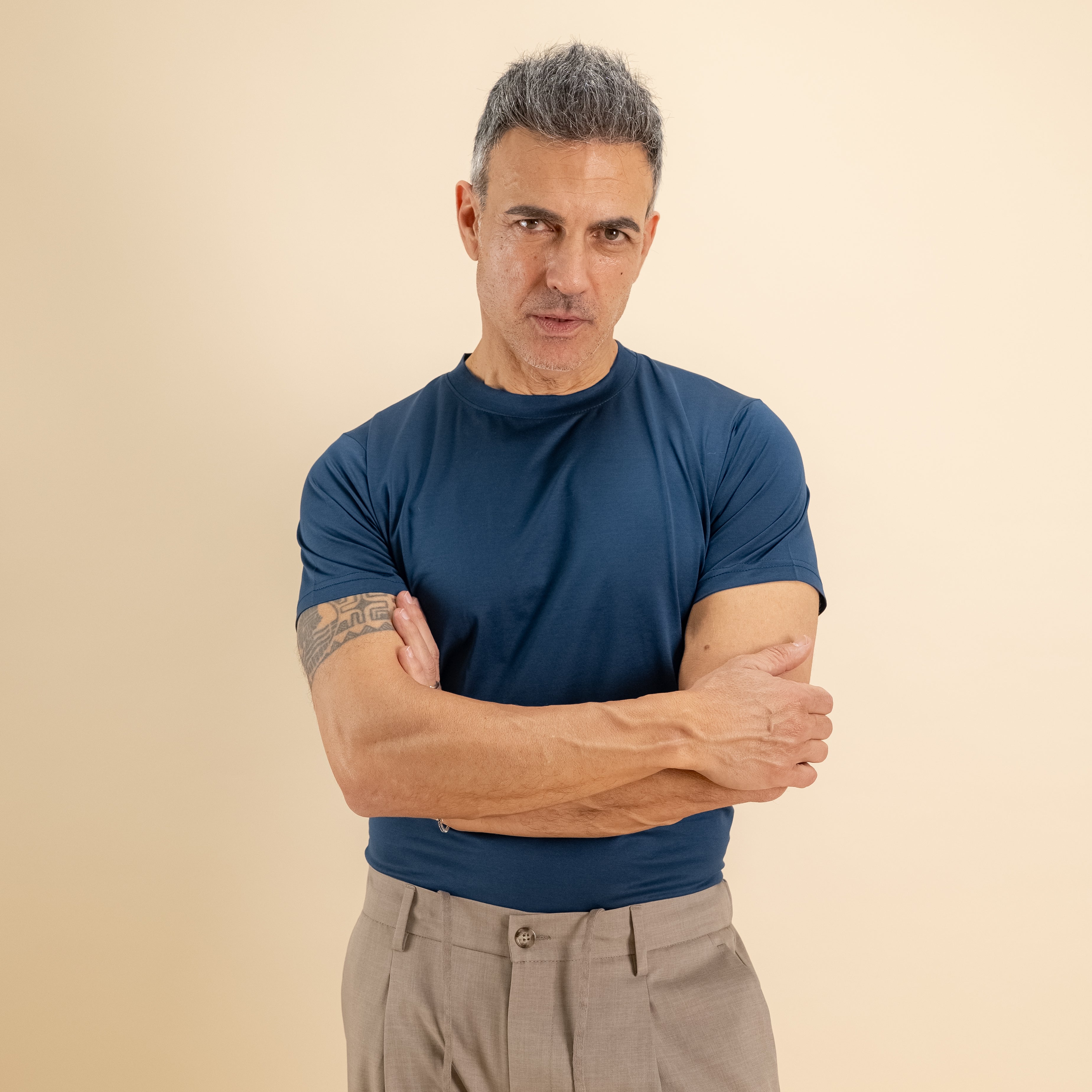 T-shirt in Filo di Scozia - Blu Navy
